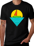 Sailboat Graphic Tee - Retro Sunset Design
