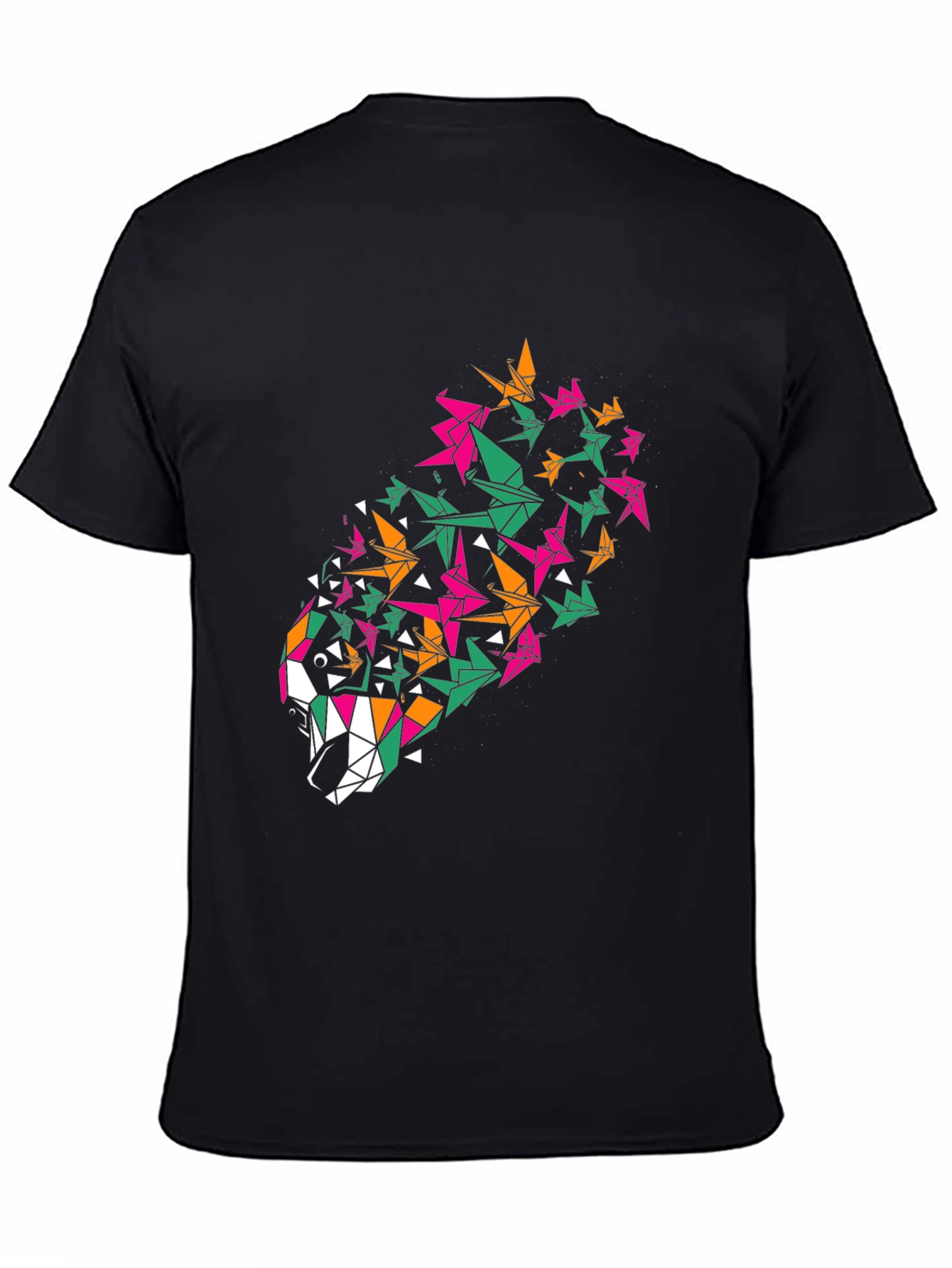 Geometric Wolf Graphic Tee - Mens Black T-Shirt