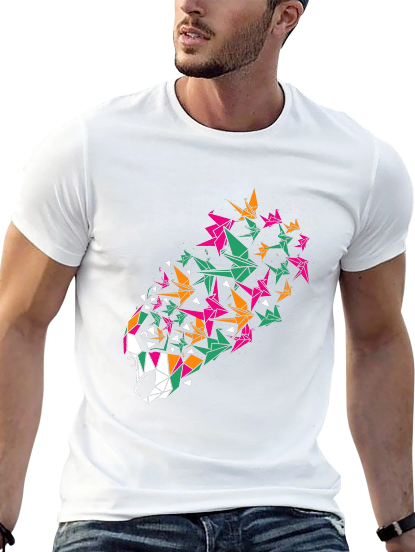 Geometric Wolf Graphic Tee - Mens Black T-Shirt