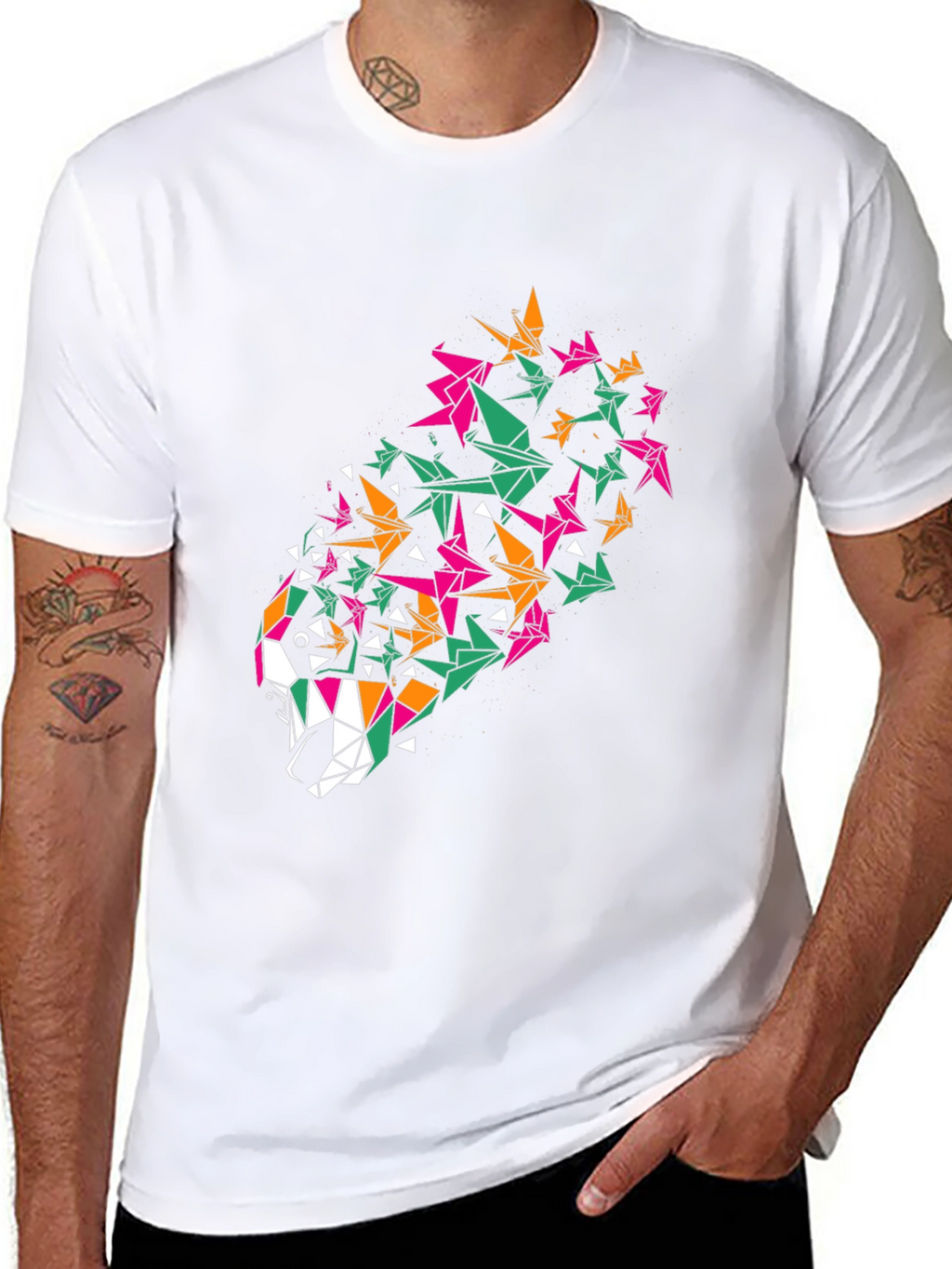 Geometric Wolf Graphic Tee - Mens Black T-Shirt