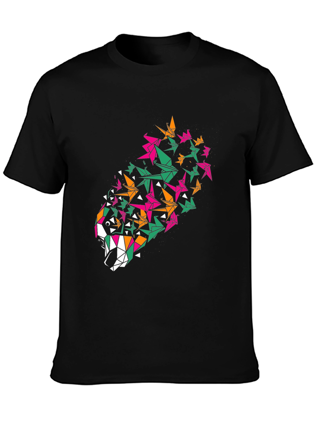 Geometric Wolf Graphic Tee - Mens Black T-Shirt