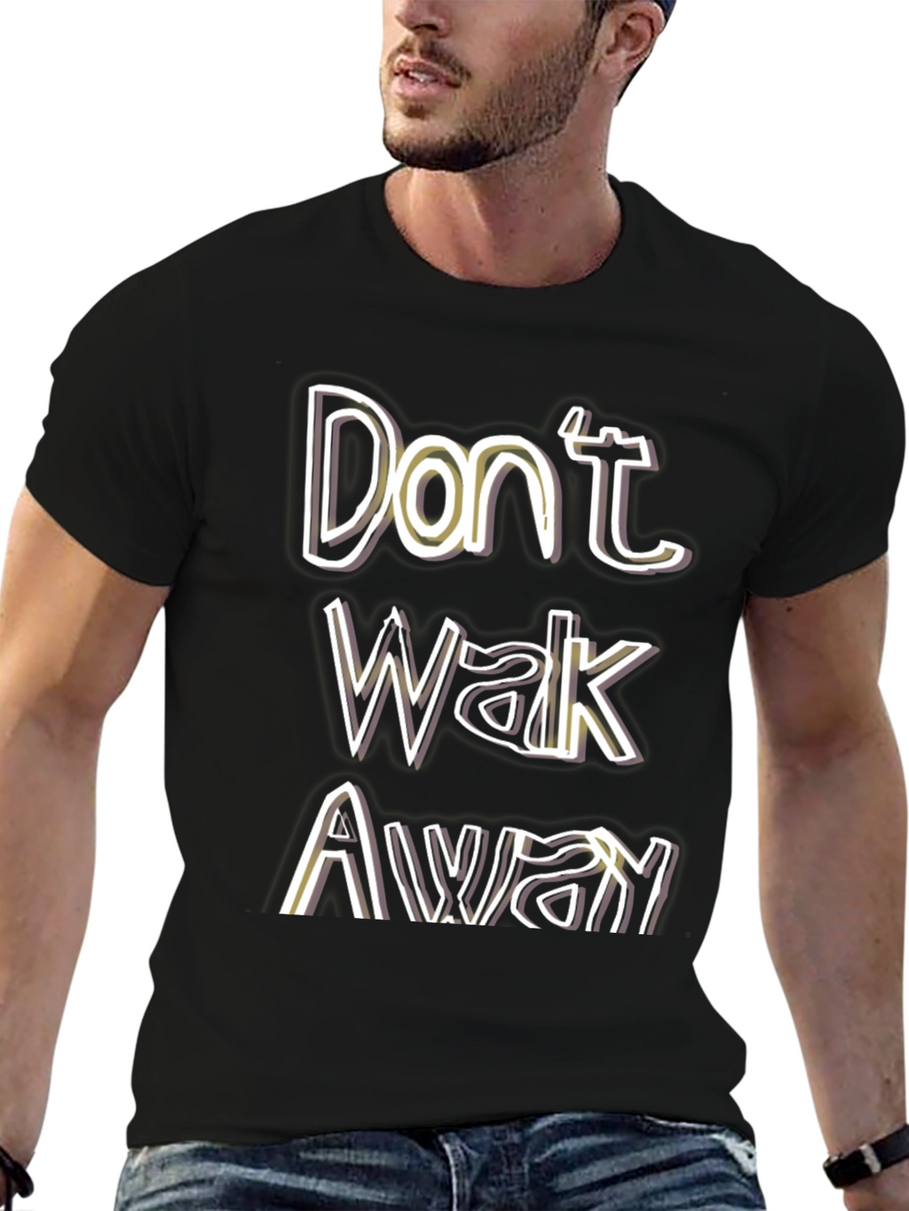 Dont Walk Away Graphic Tee - Casual Black T-Shirt