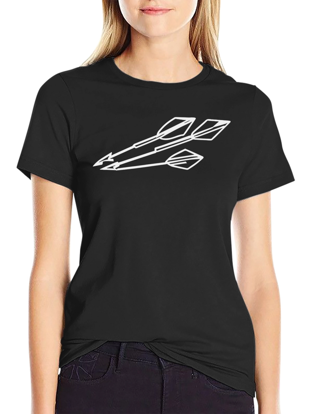 Mens Black T-Shirt with White Arrow Design