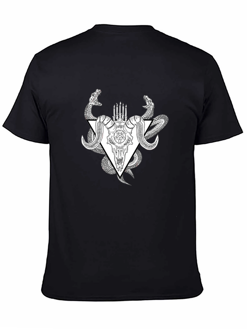 Occult Ram Skull Snake Black T-Shirt