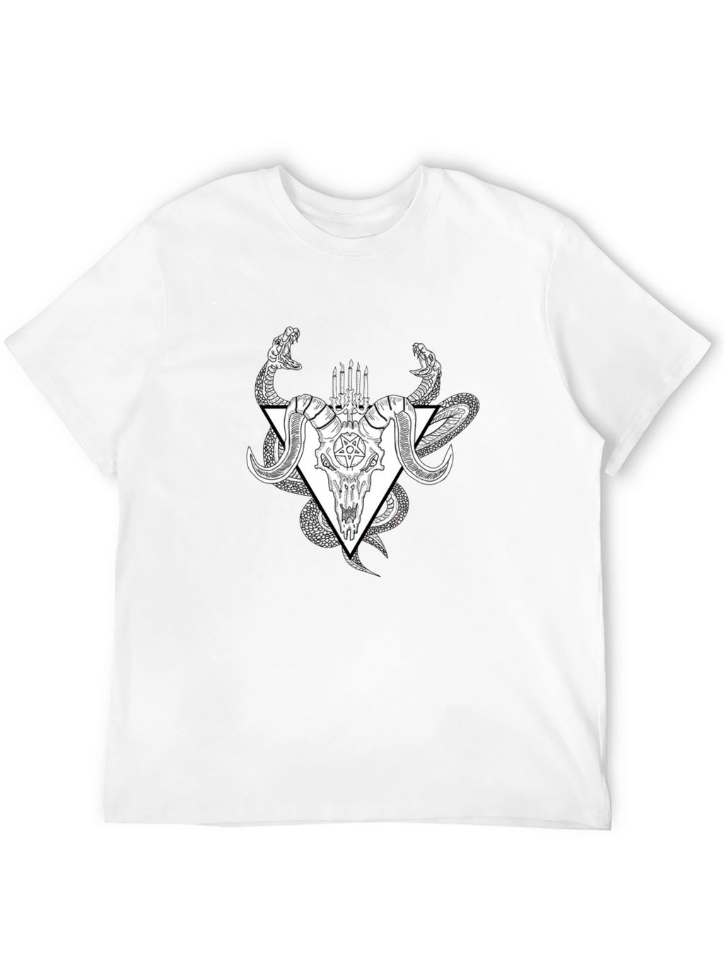 Occult Ram Skull Snake Black T-Shirt