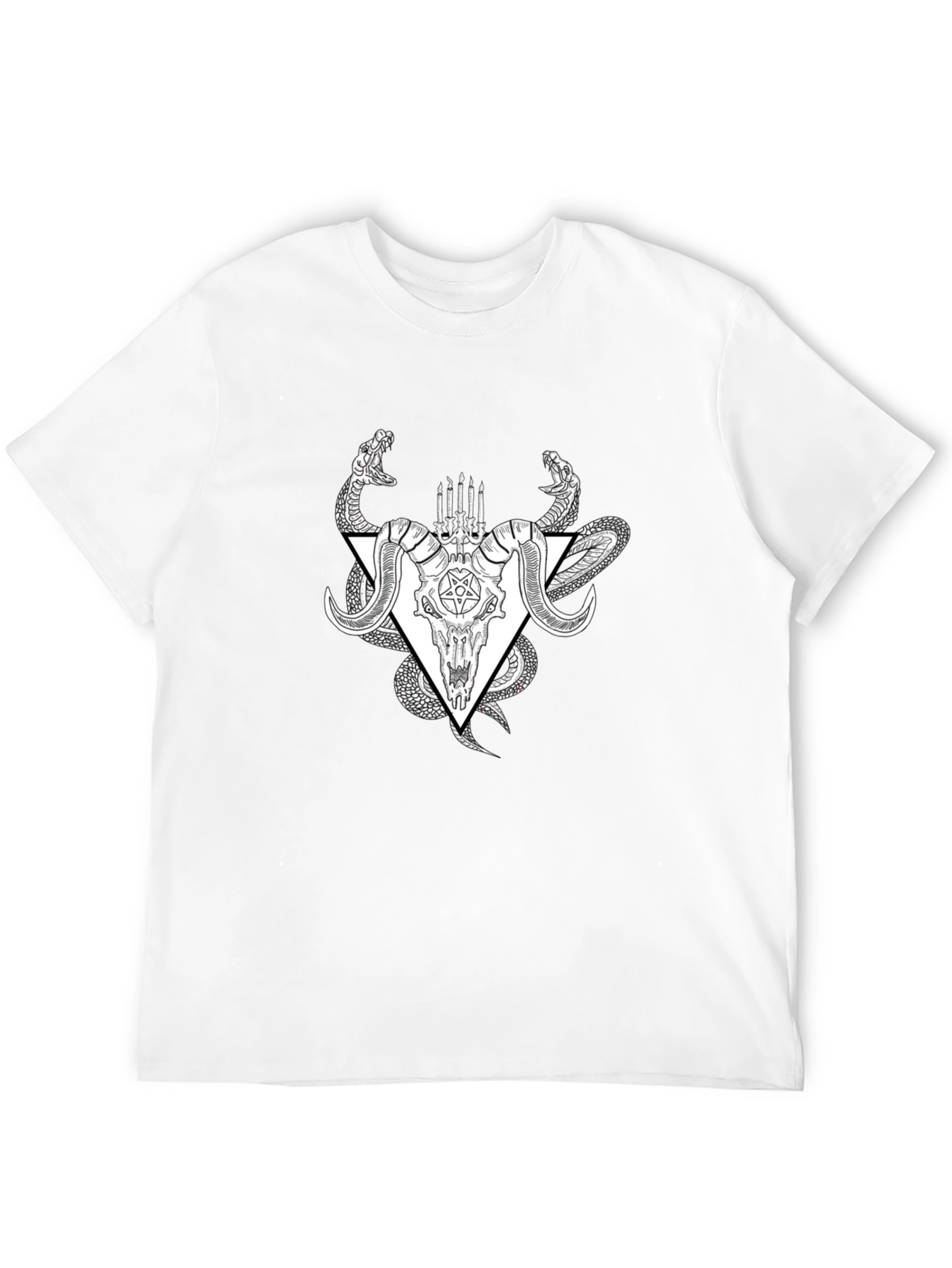 Occult Ram Skull Snake Black T-Shirt