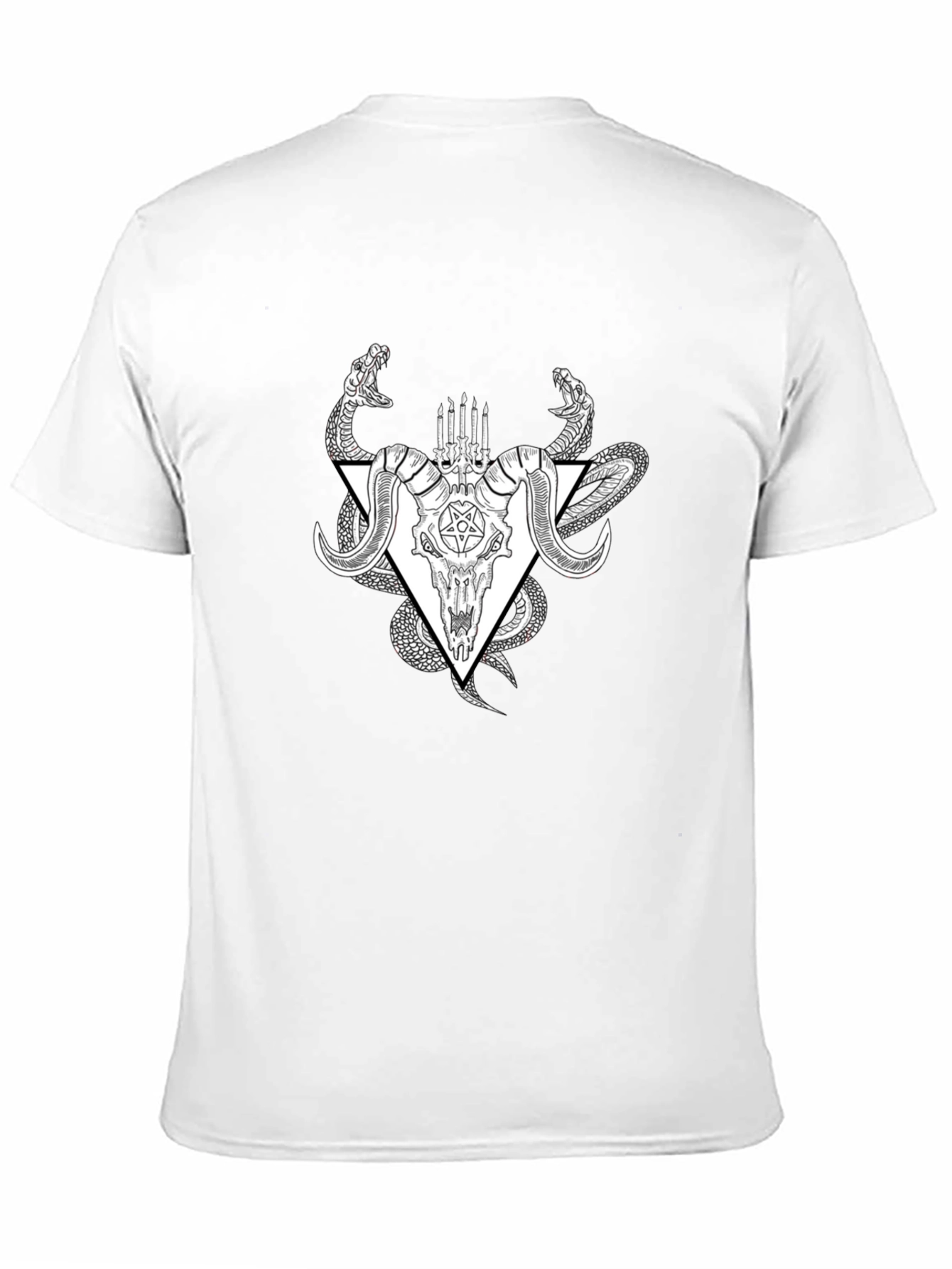 Occult Ram Skull Snake Black T-Shirt