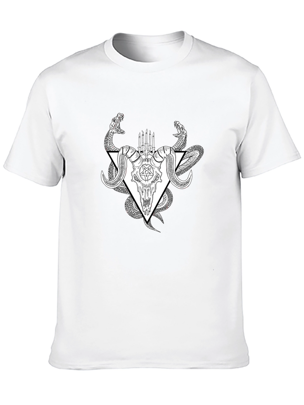 Occult Ram Skull Snake Black T-Shirt