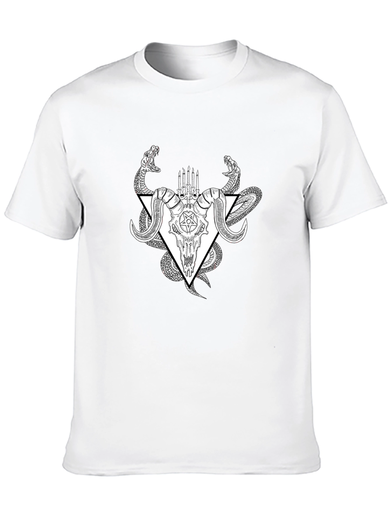 Occult Ram Skull Snake Black T-Shirt