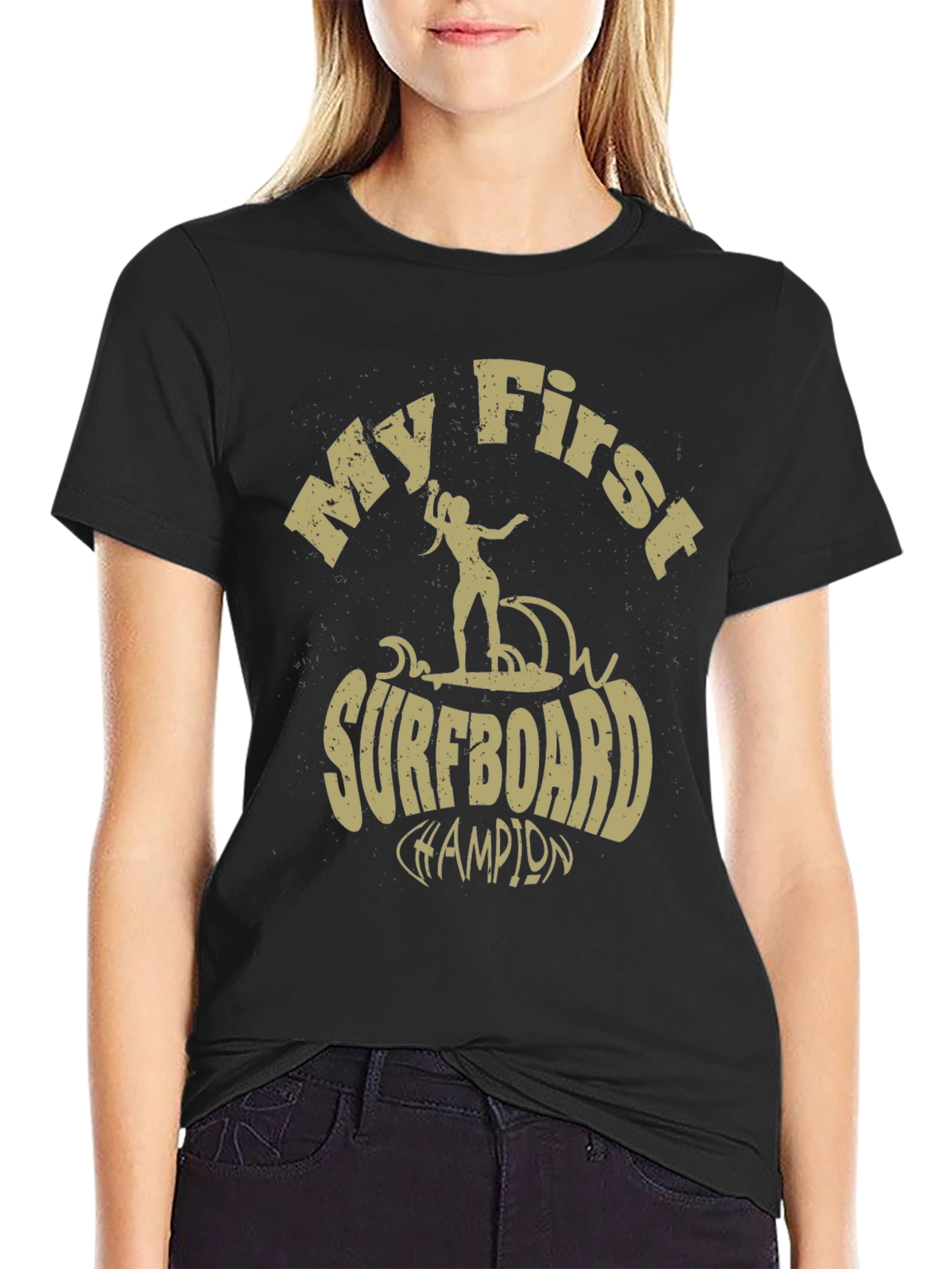 My First Surfboard Champion Black T-Shirt