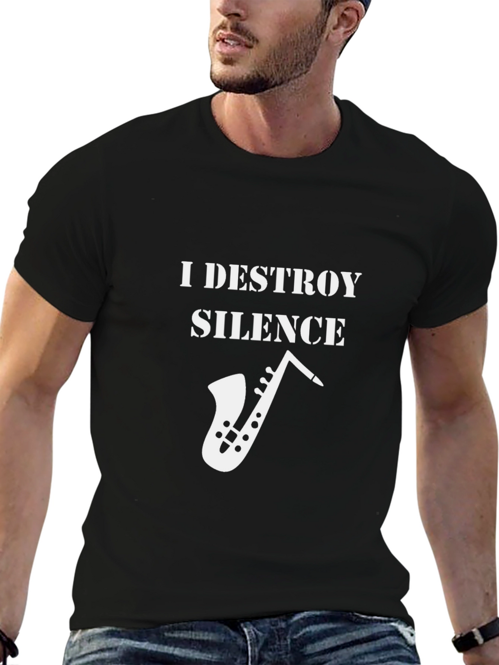I Destroy Silence Saxophone T-Shirt - Musician Gift