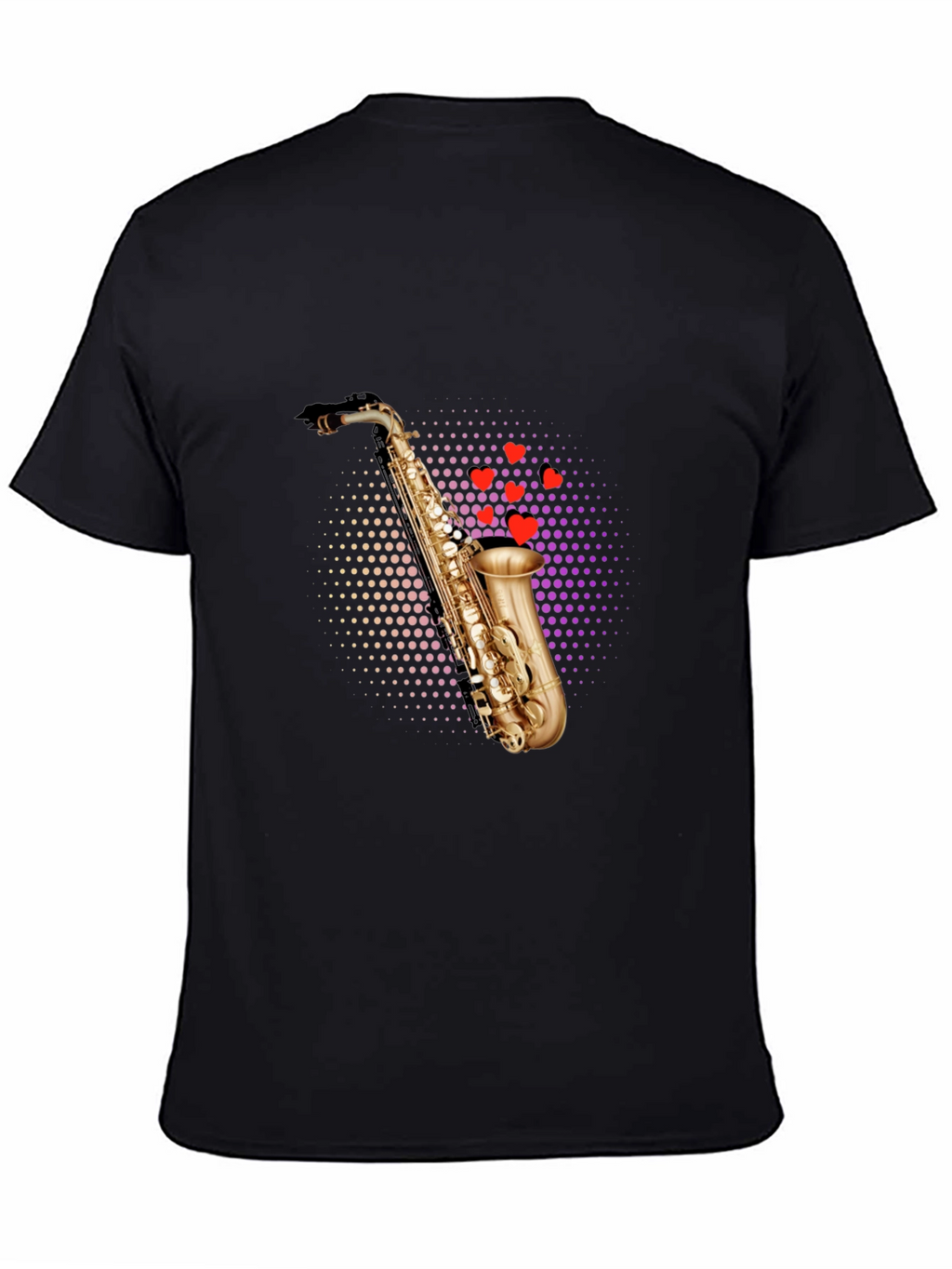 Saxophone Heartbeat Black T-Shirt - Music Lovers Tee