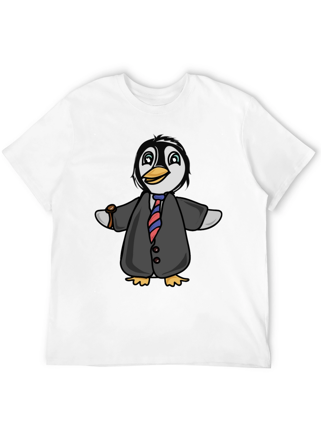 Penguin in Suit Graphic Tee - Black Cotton Blend