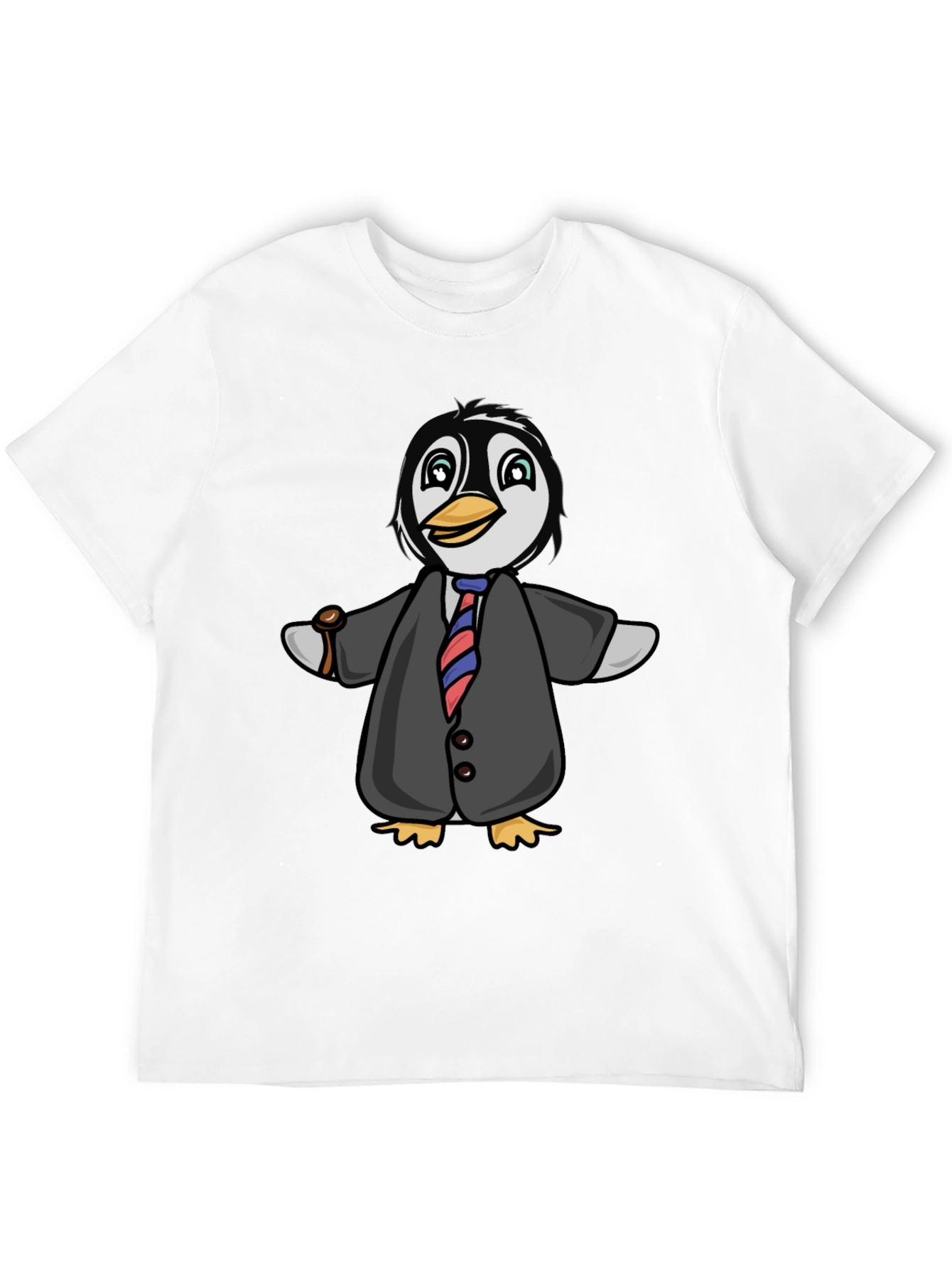 Penguin in Suit Graphic Tee - Black Cotton Blend