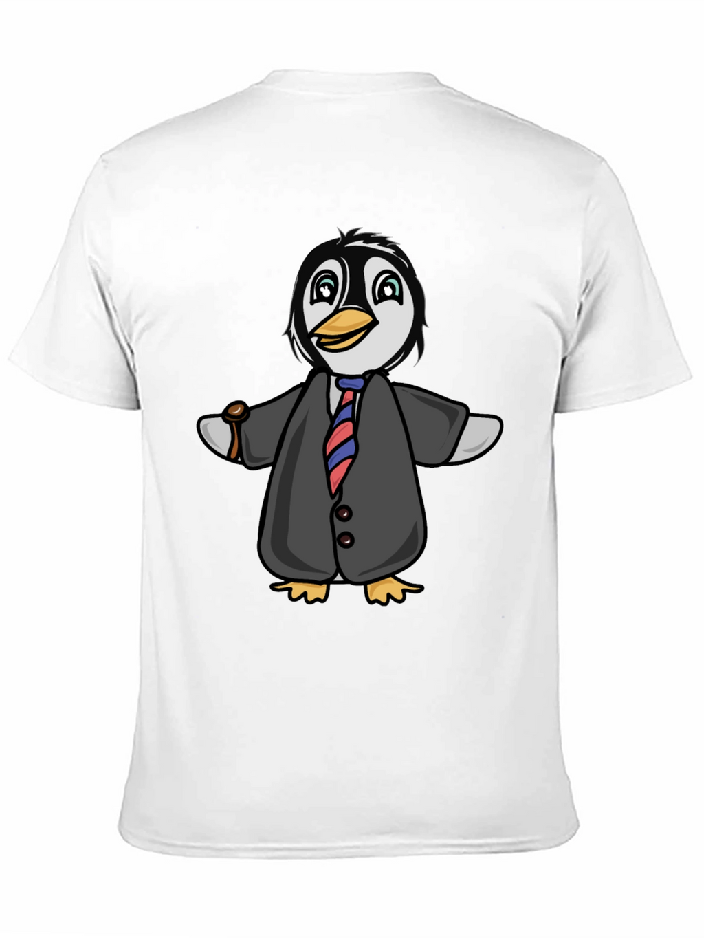 Penguin in Suit Graphic Tee - Black Cotton Blend