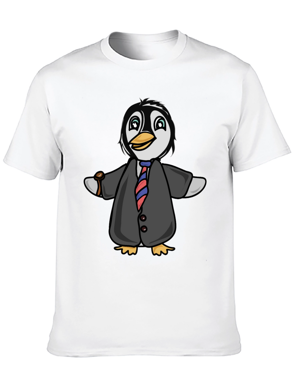 Penguin in Suit Graphic Tee - Black Cotton Blend