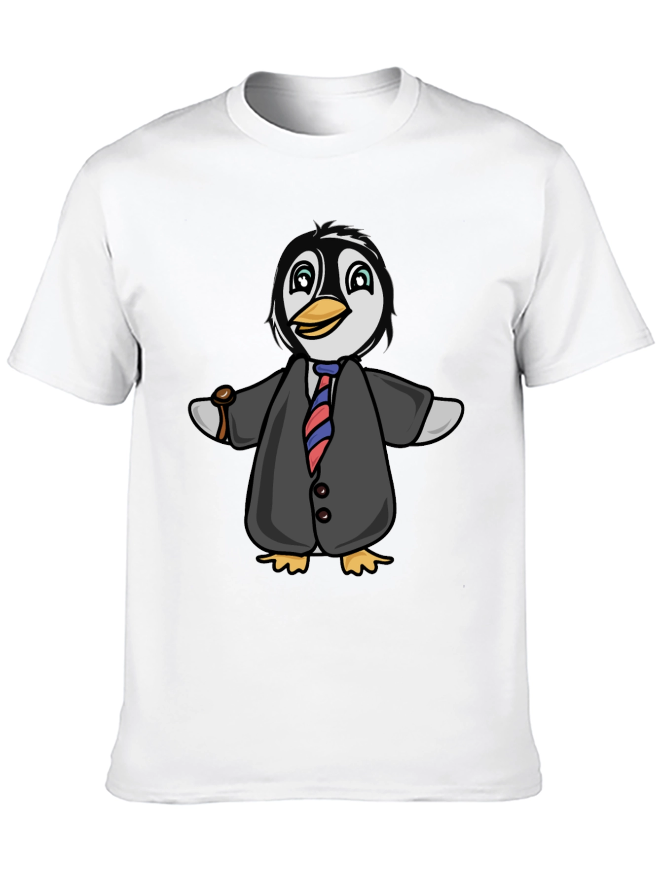 Penguin in Suit Graphic Tee - Black Cotton Blend