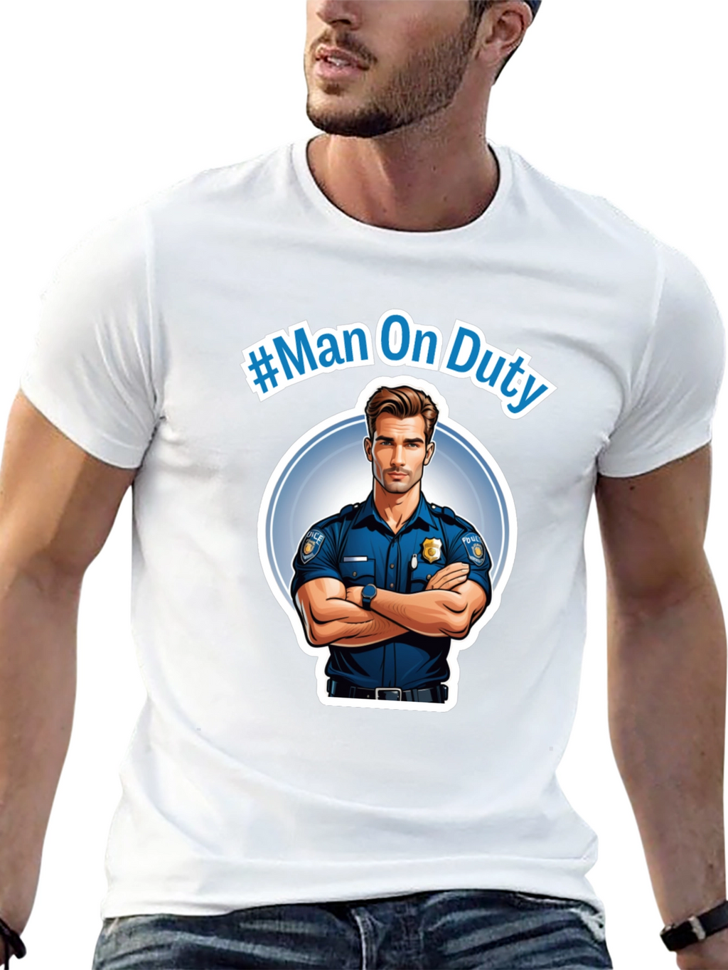 Man On Duty Graphic Black T-Shirt
