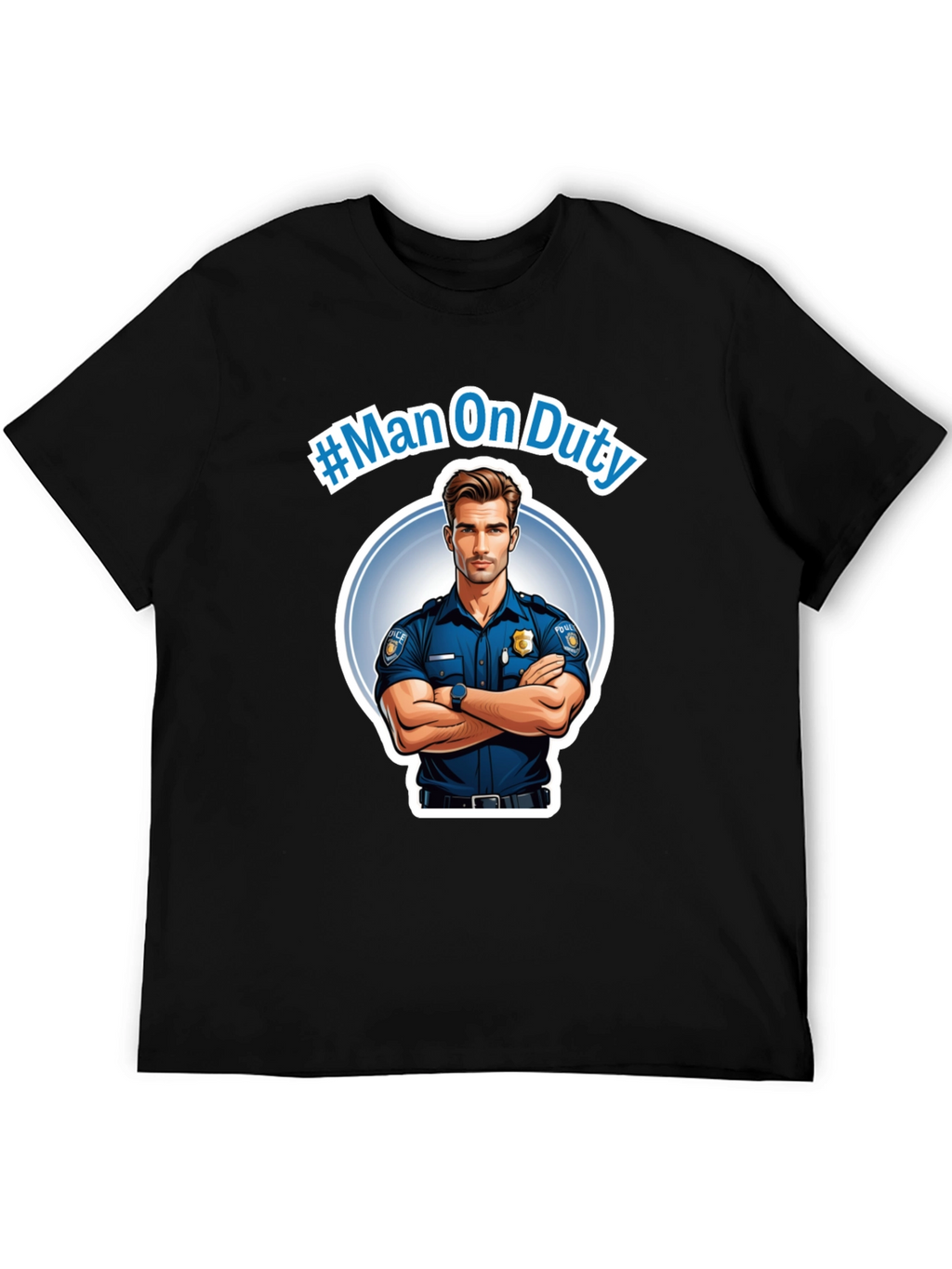 Man On Duty Graphic Black T-Shirt