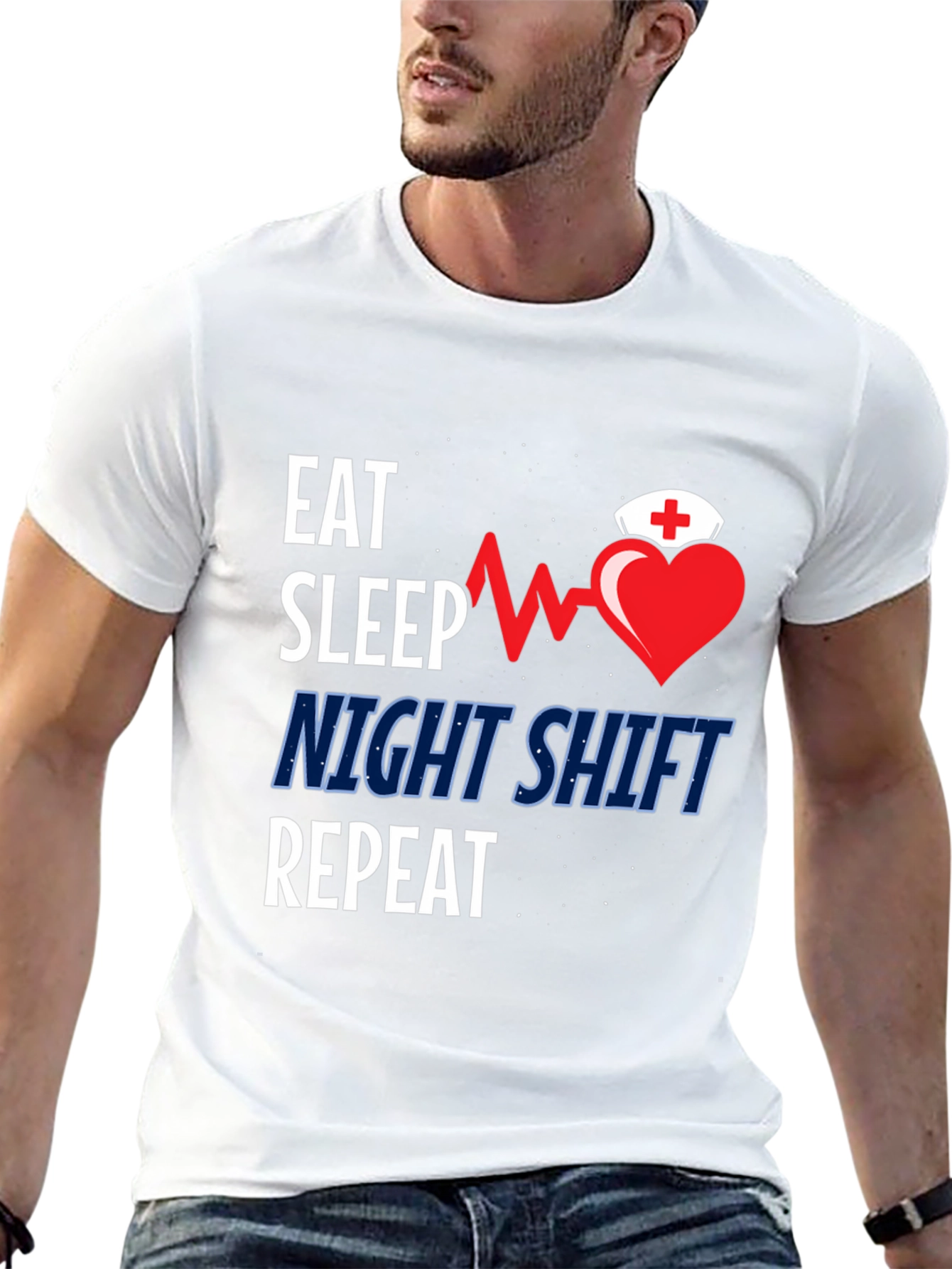 Eat Sleep Night Shift Repeat Graphic Tee