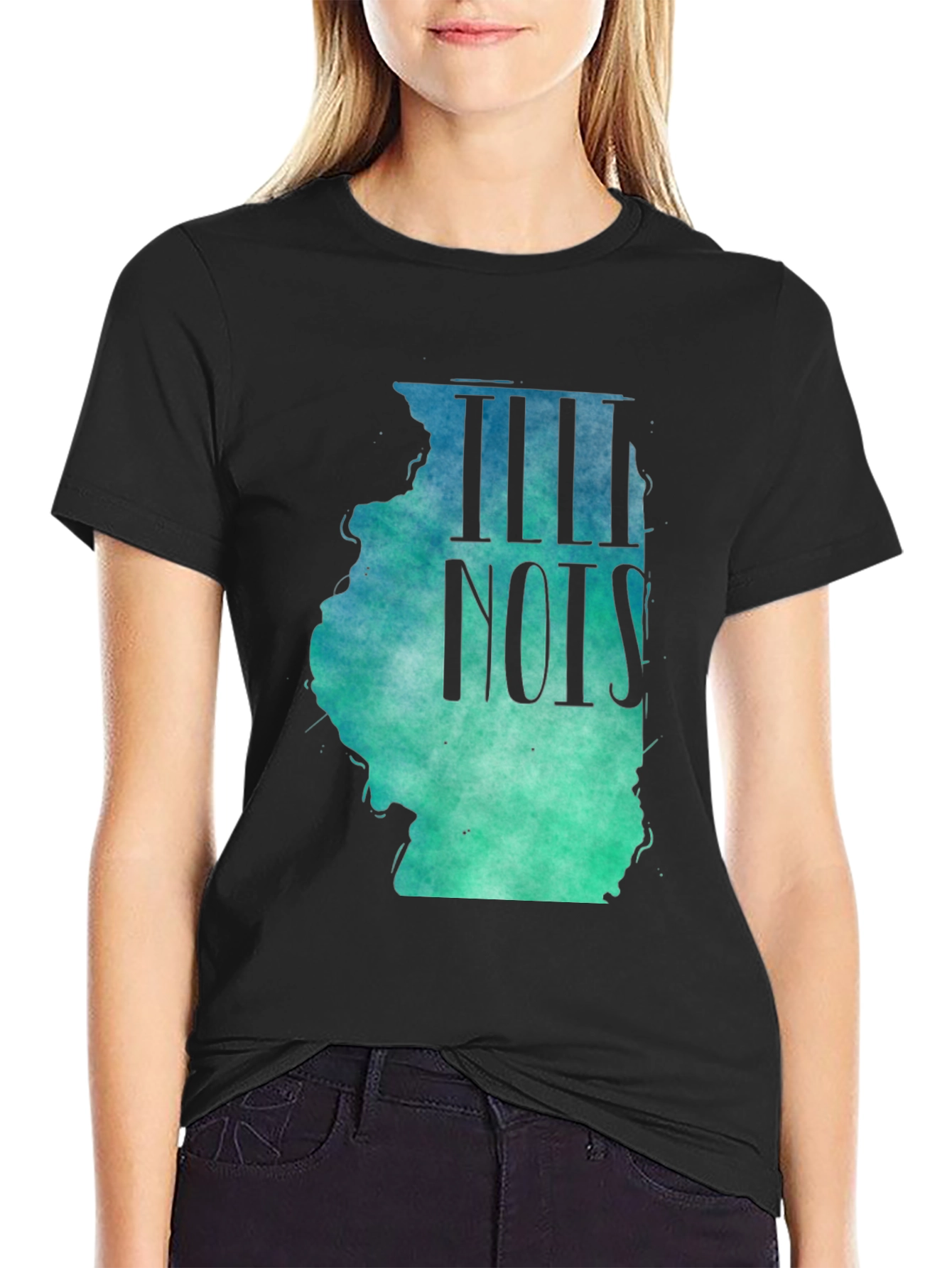 Illinois State Map T-Shirt - Watercolor Design