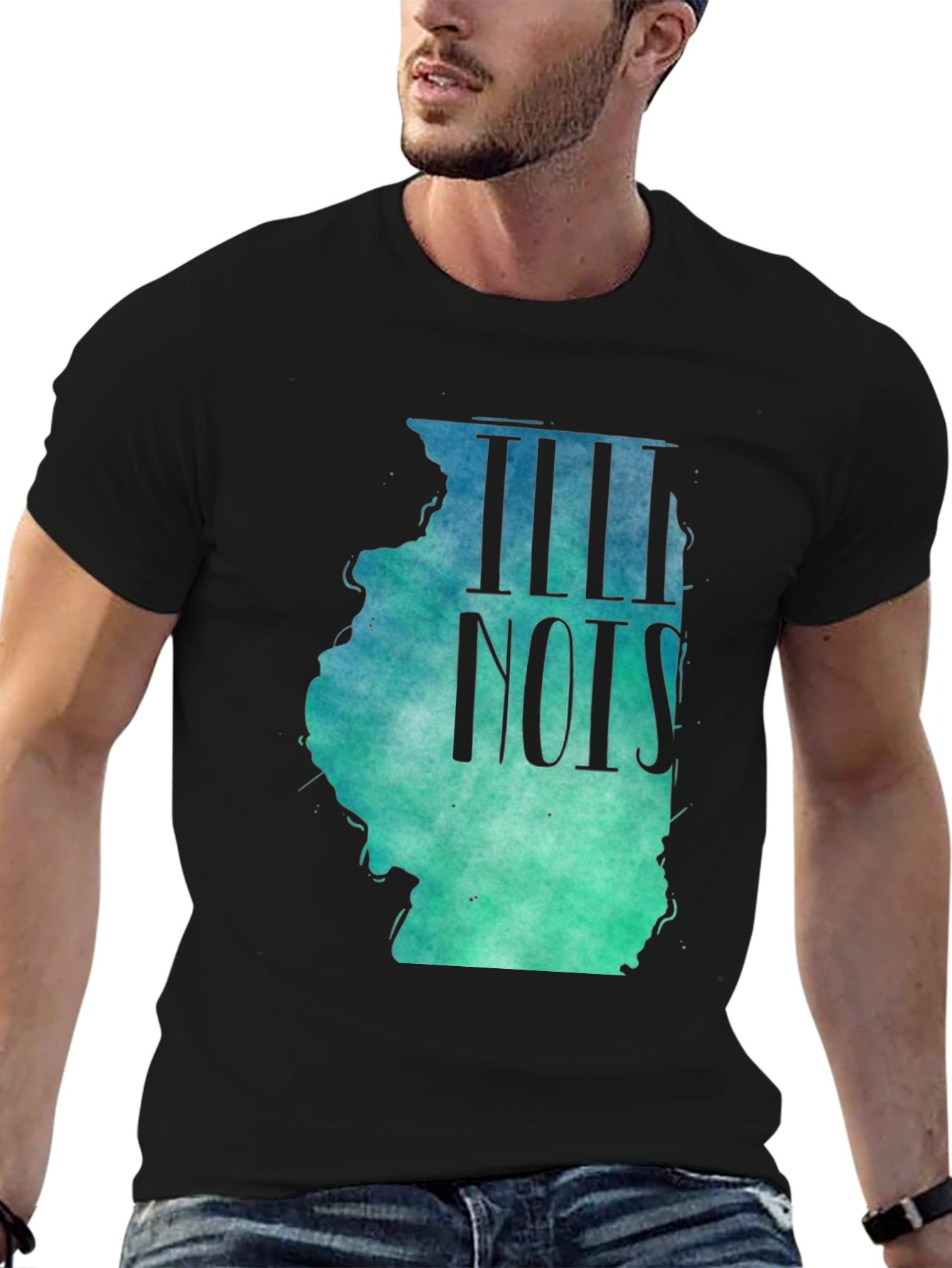 Illinois State Map T-Shirt - Watercolor Design