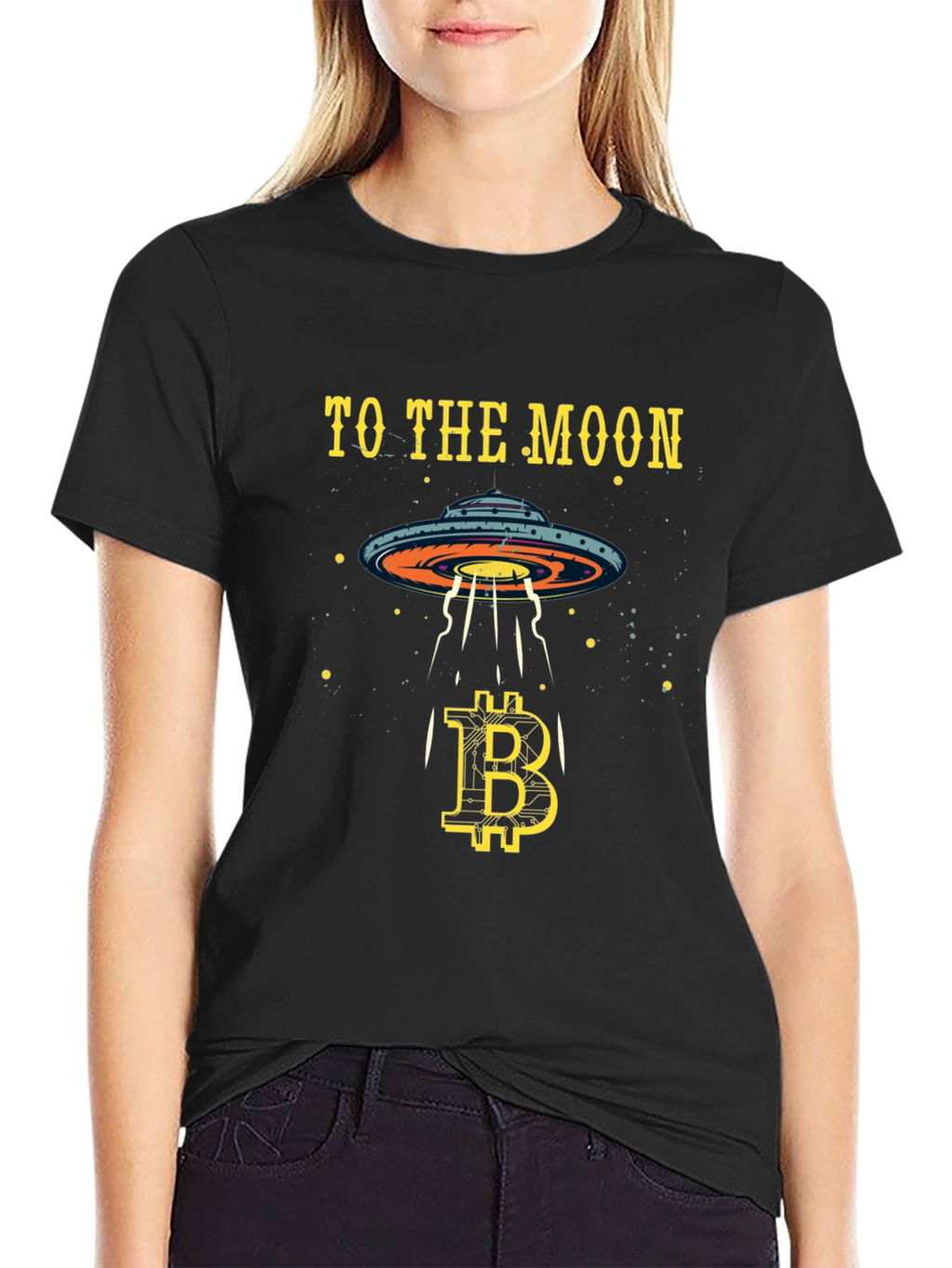 Bitcoin to the Moon T-Shirt Crypto Alien UFO