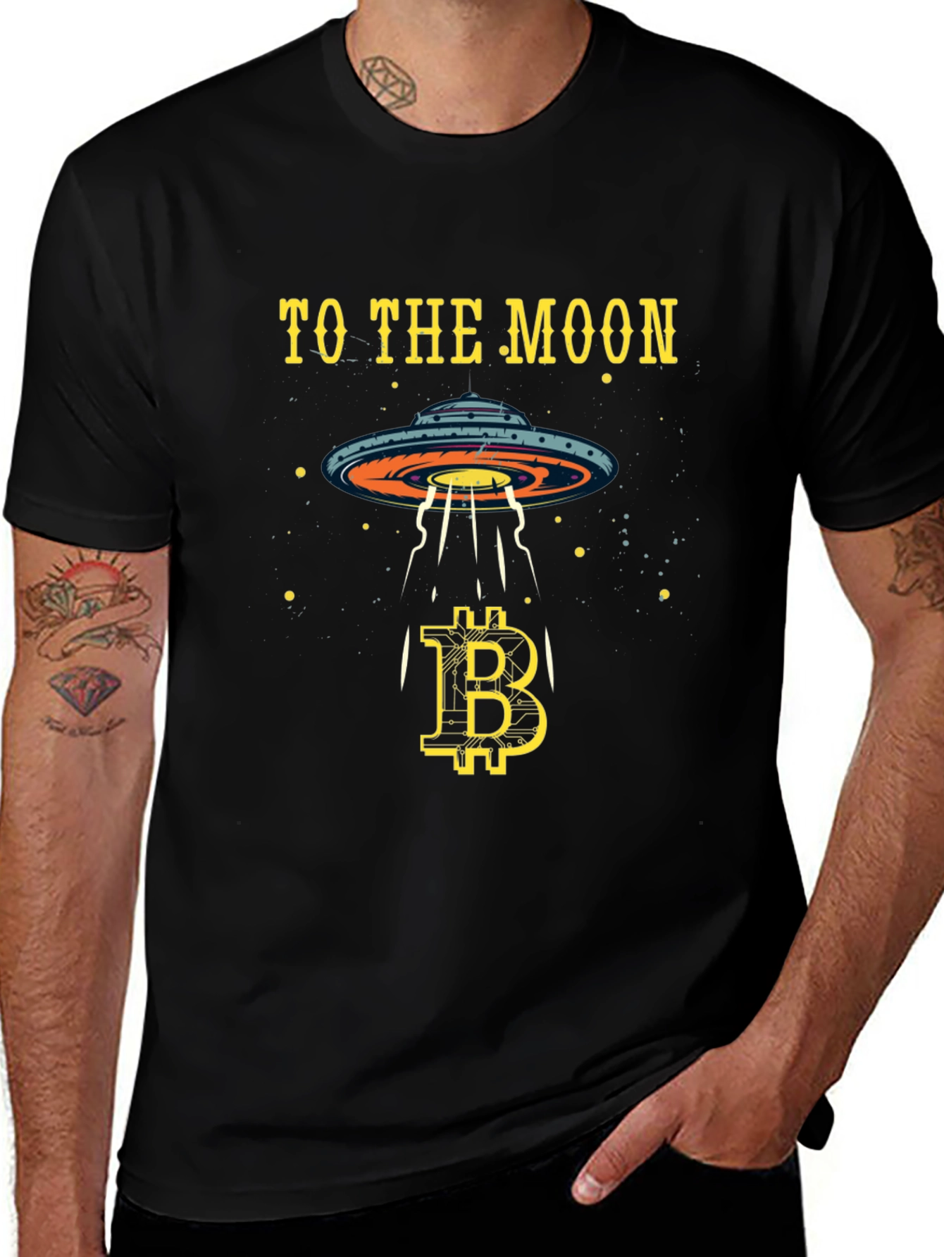 Bitcoin to the Moon T-Shirt Crypto Alien UFO