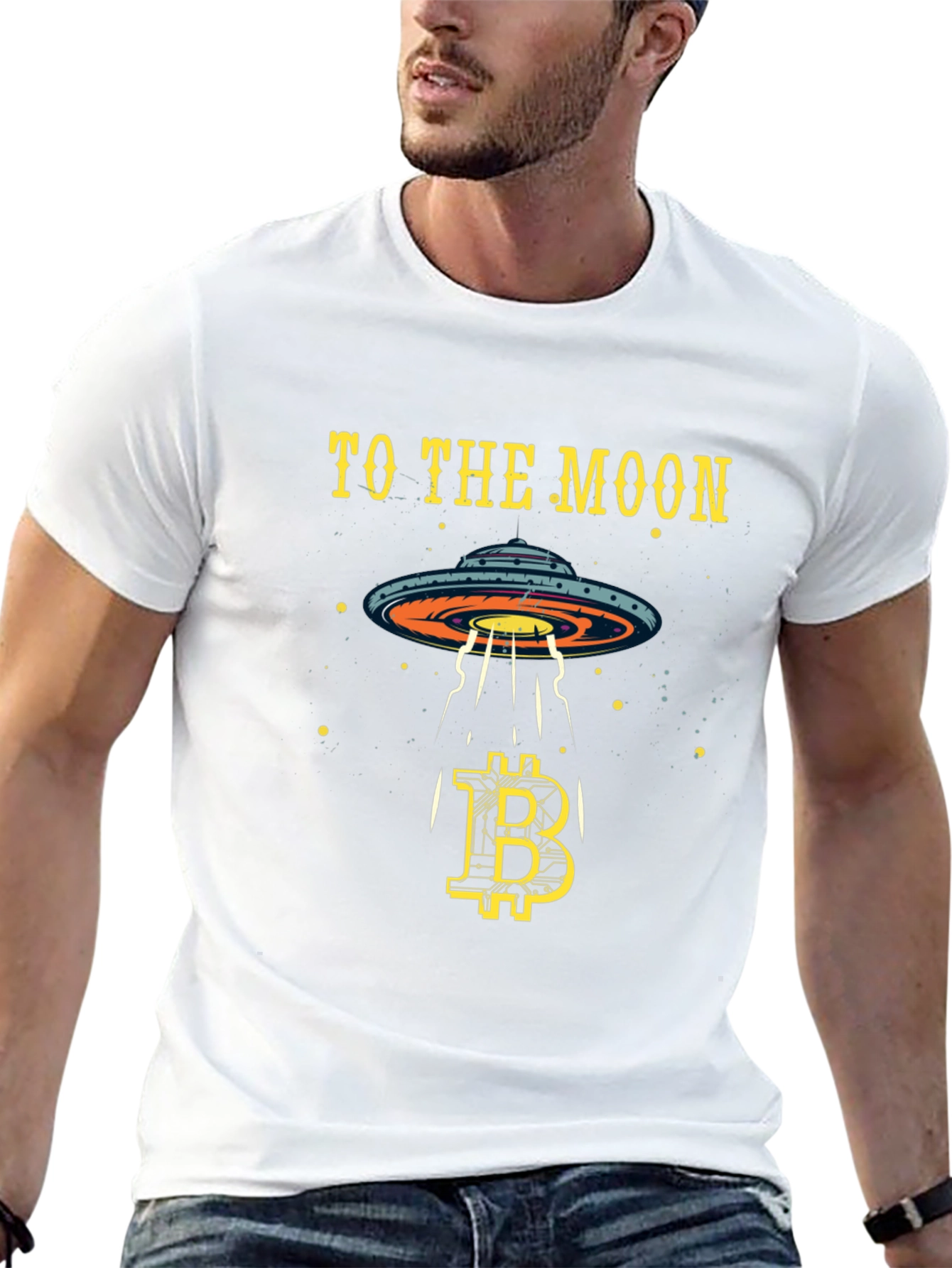 Bitcoin to the Moon T-Shirt Crypto Alien UFO