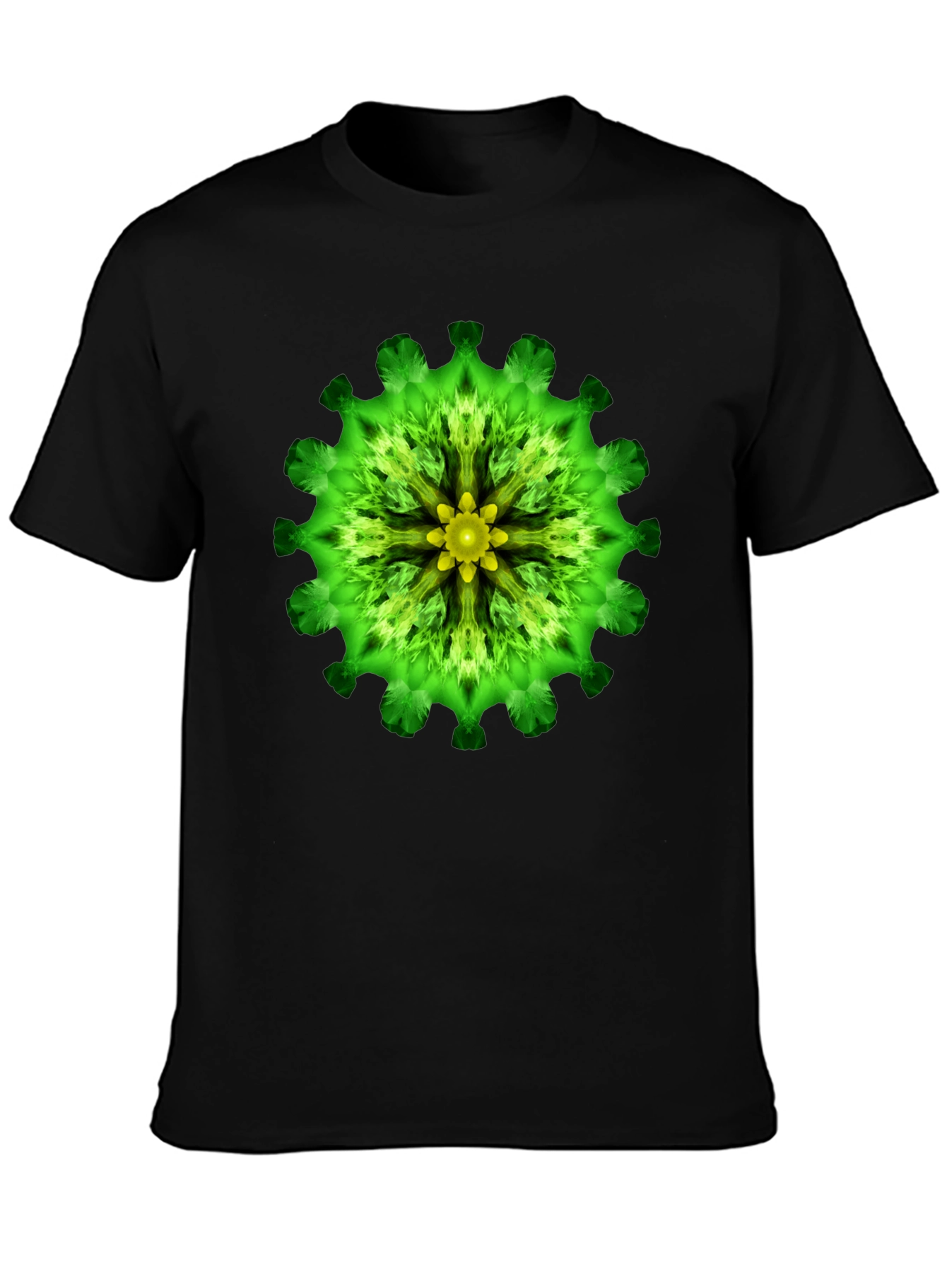 Green Floral Mandala Graphic T-Shirt