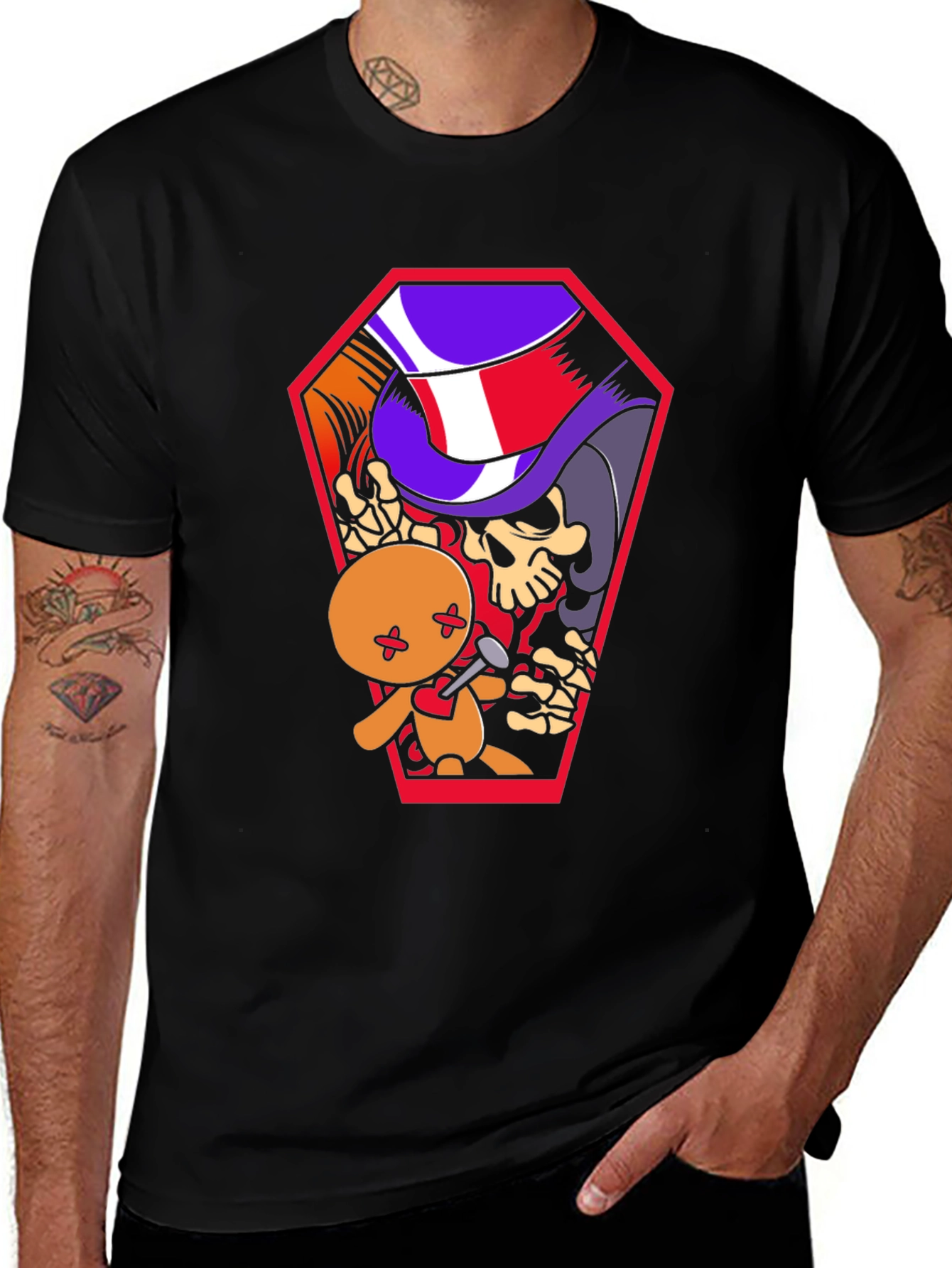 Voodoo Doll Coffin Graphic Tee