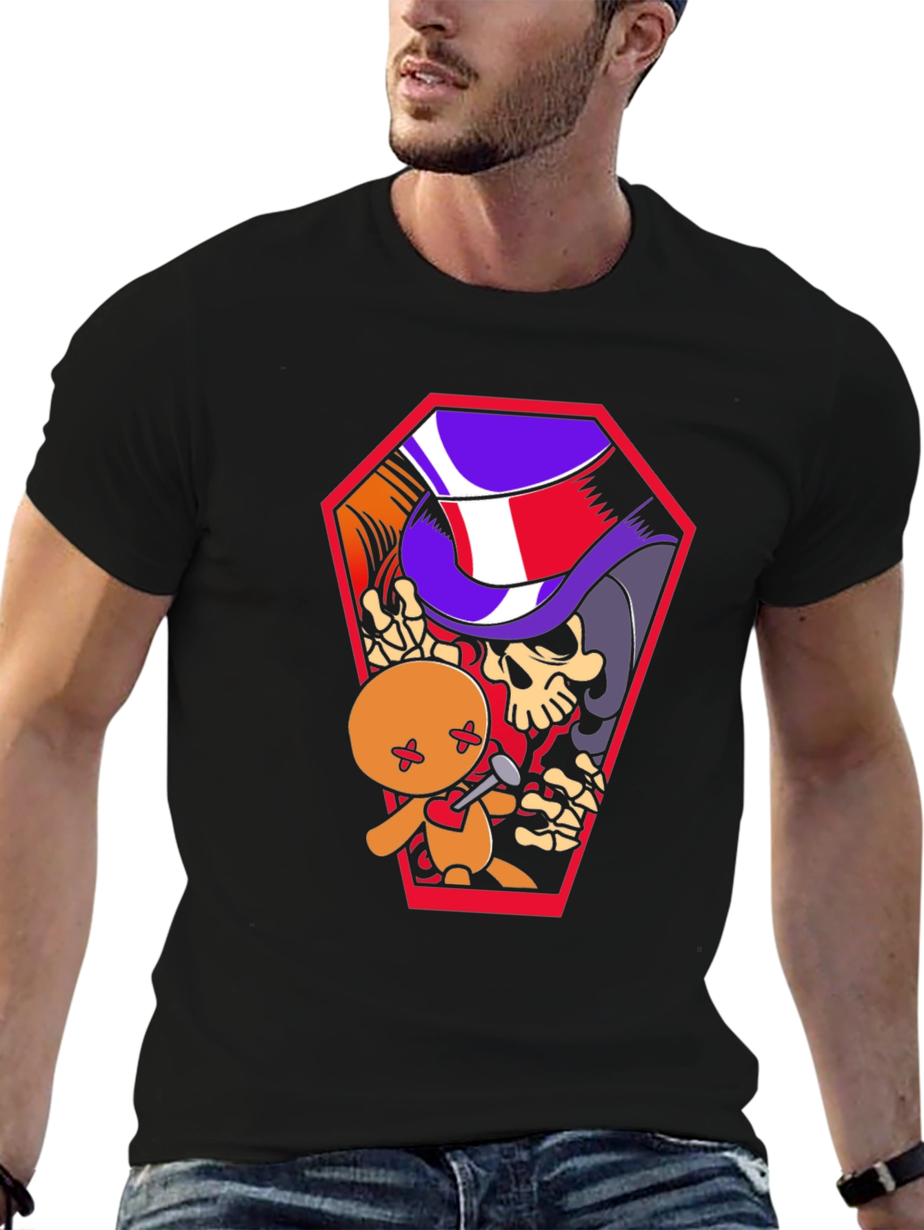 Voodoo Doll Coffin Graphic Tee