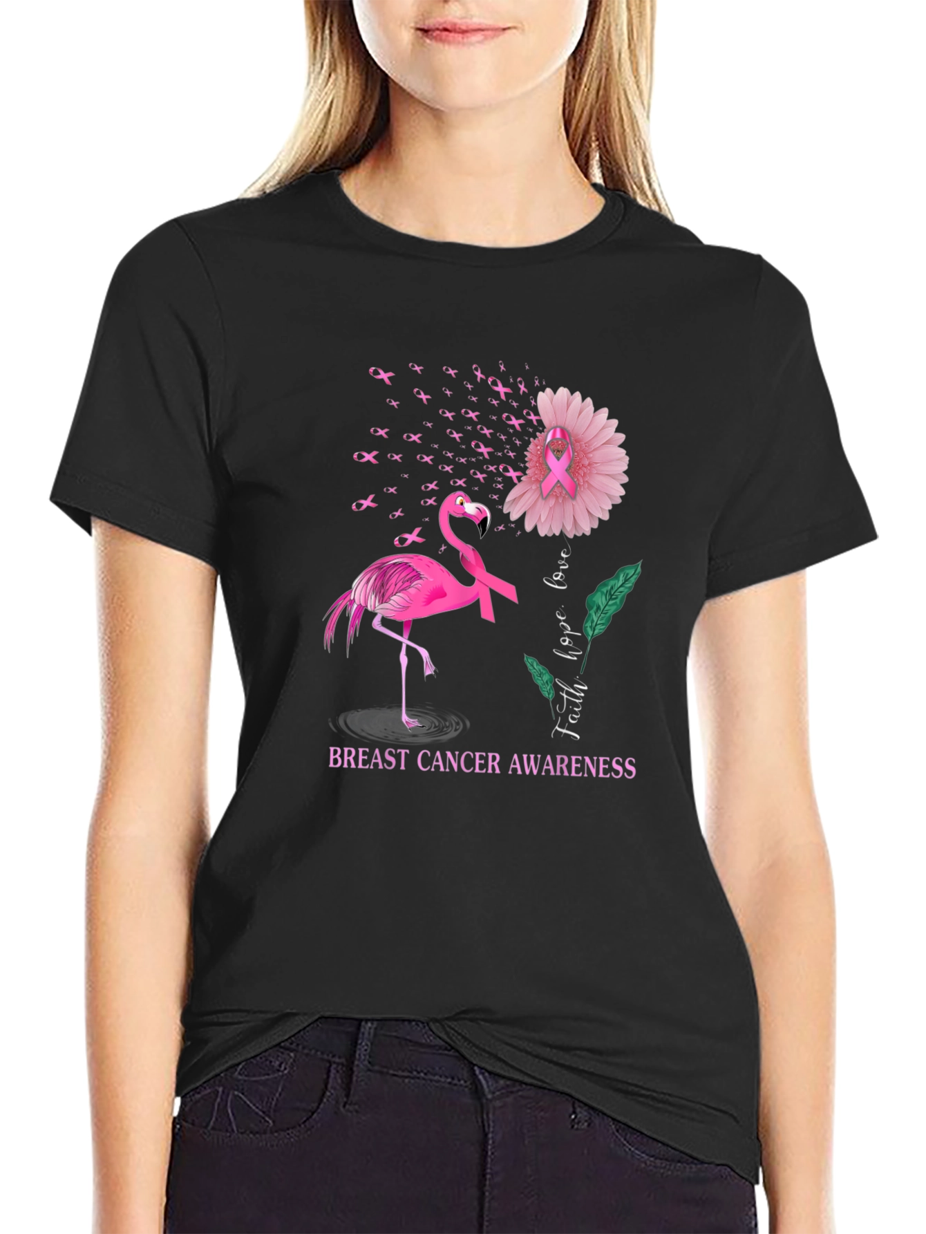Breast Cancer Awareness Flamingo T-Shirt