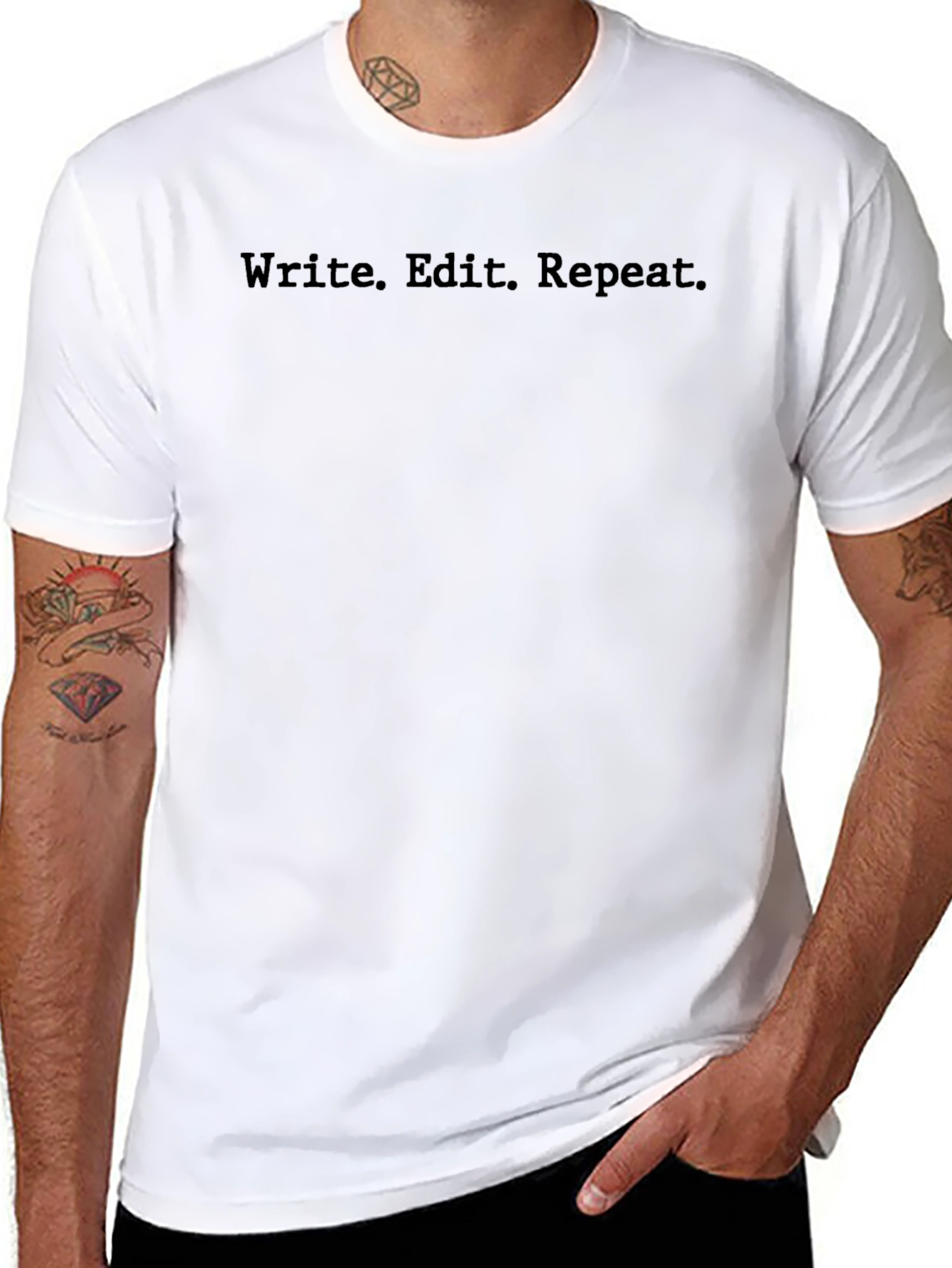 Write. Edit. Repeat. Black T-Shirt