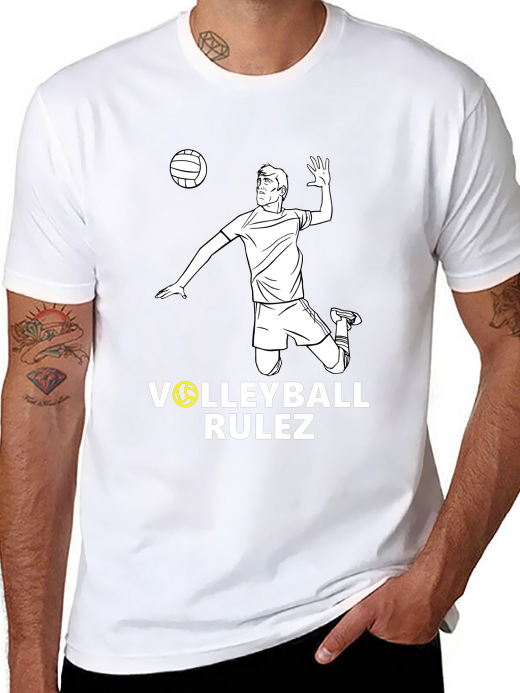 Volleyball Rulez Graphic T-Shirt - Black