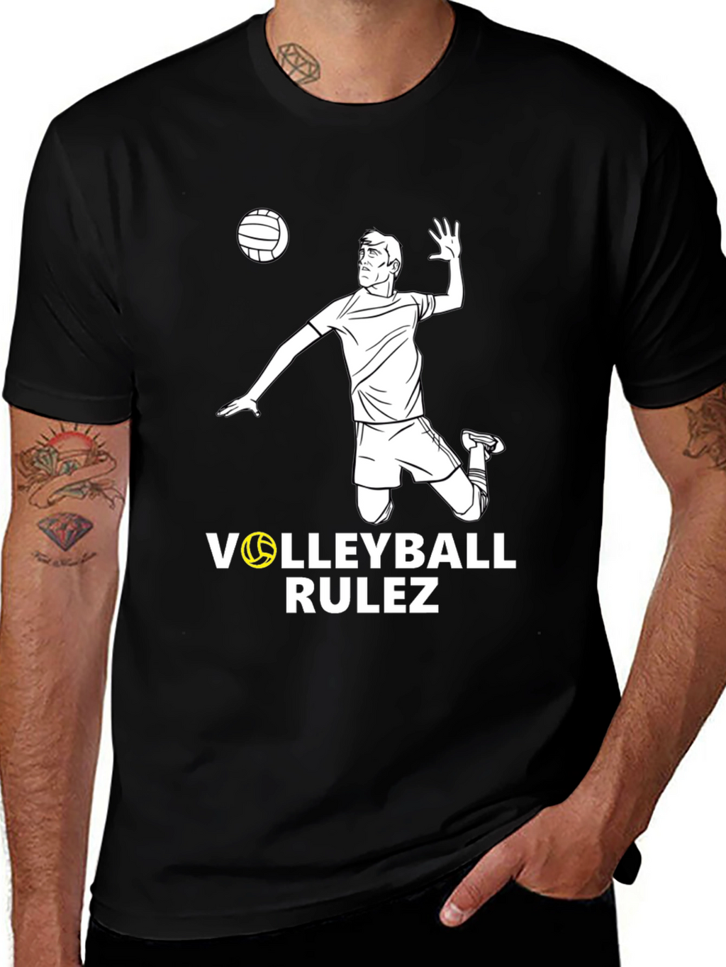 Volleyball Rulez Graphic T-Shirt - Black
