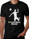 Volleyball Rulez Graphic T-Shirt - Black