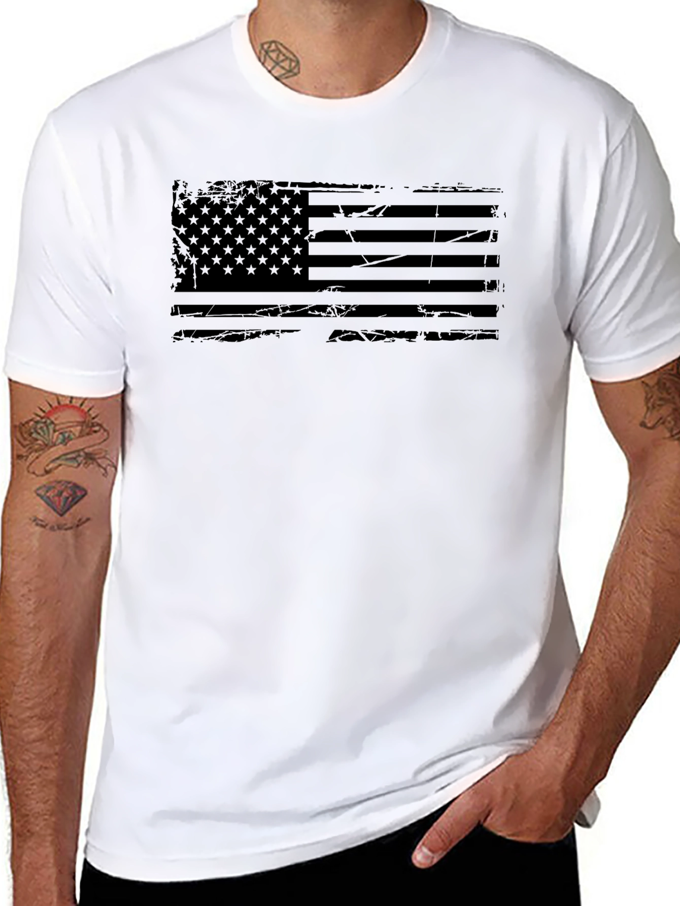 Distressed American Flag Graphic T-Shirt