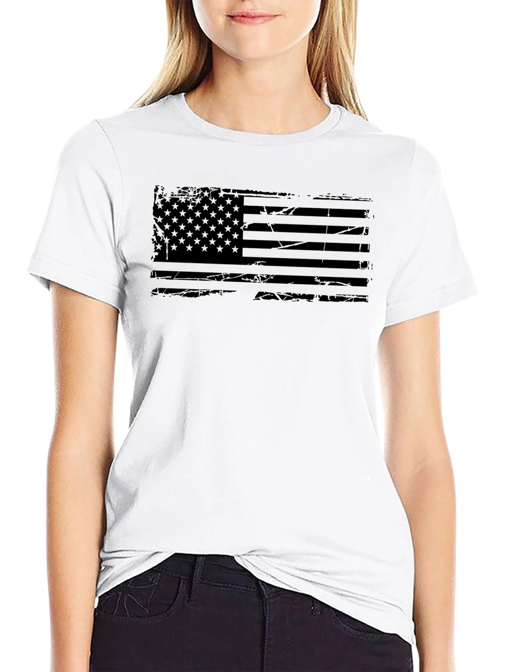 Distressed American Flag Graphic T-Shirt