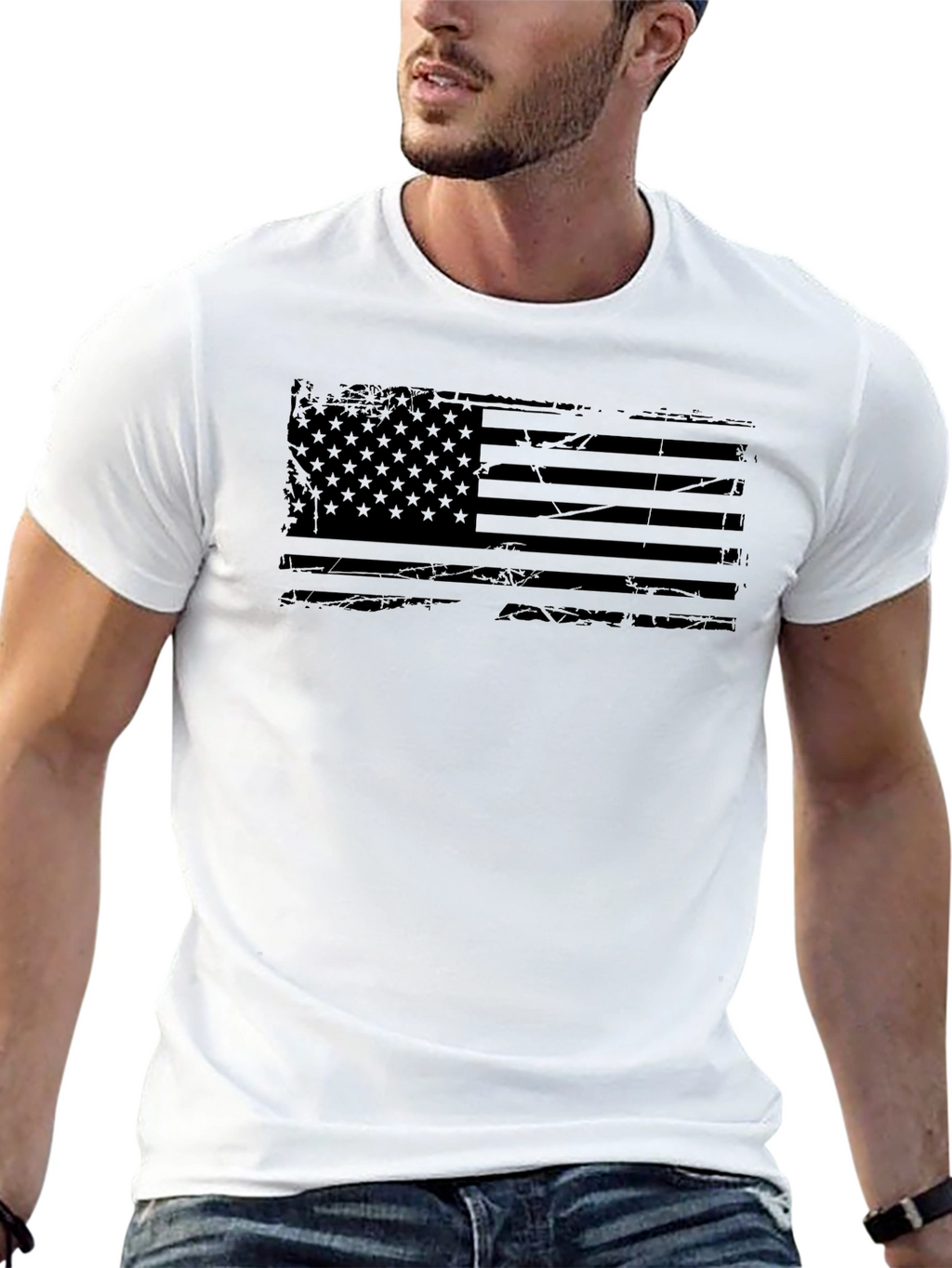 Distressed American Flag Graphic T-Shirt