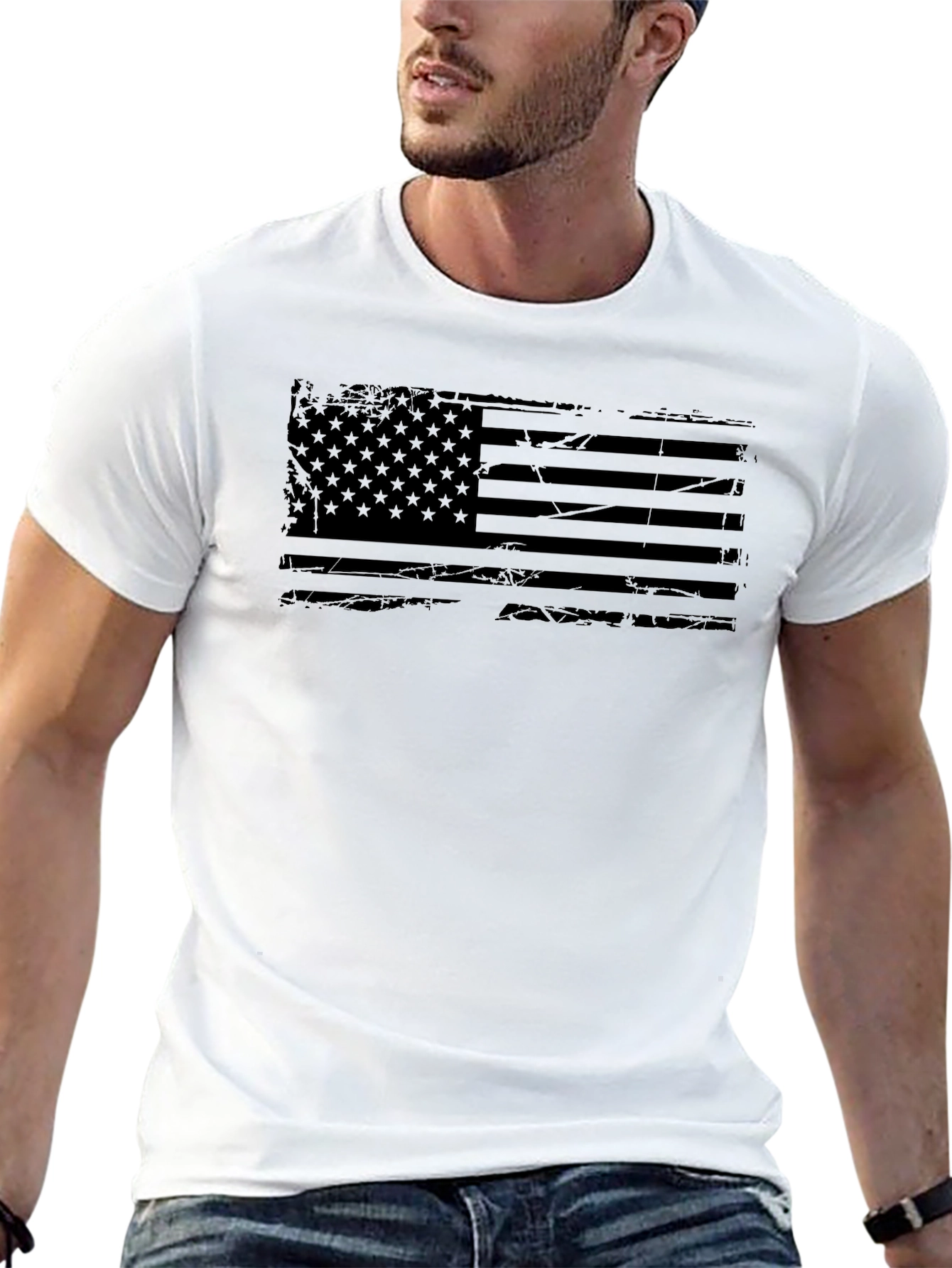 Distressed American Flag Graphic T-Shirt