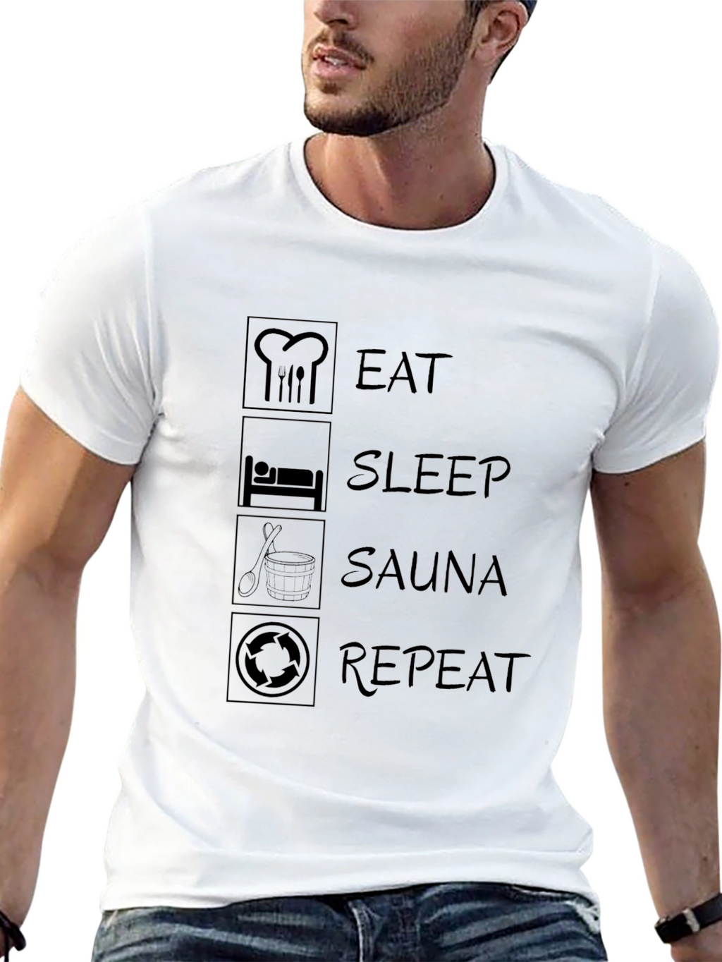 Eat Sleep Sauna Repeat T-Shirt - Funny Relaxation Tee