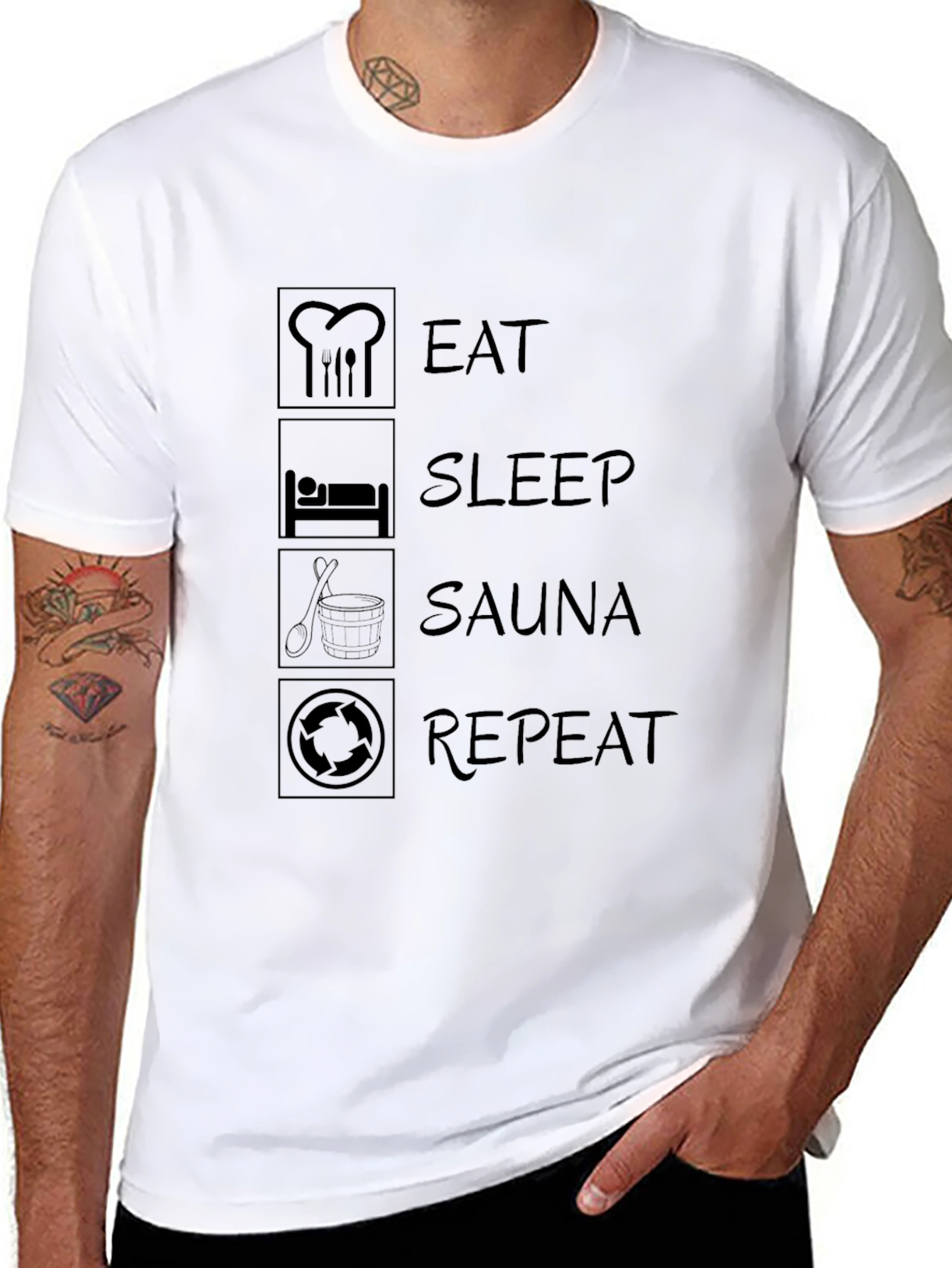 Eat Sleep Sauna Repeat T-Shirt - Funny Relaxation Tee