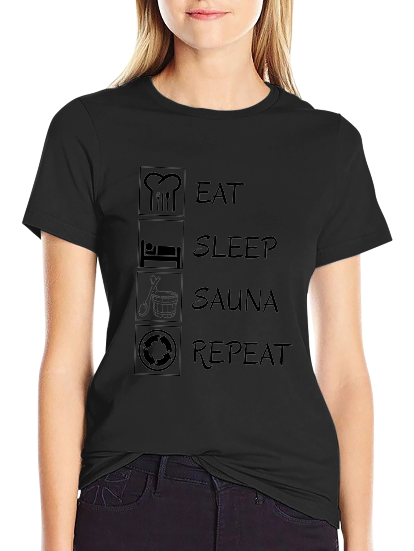 Eat Sleep Sauna Repeat T-Shirt - Funny Relaxation Tee