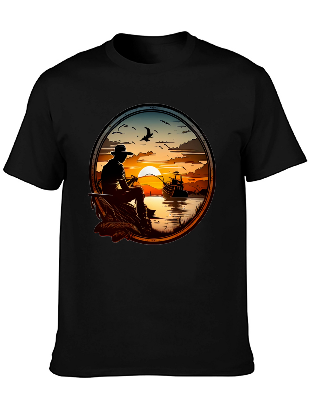 Fishing Sunset Graphic Tee