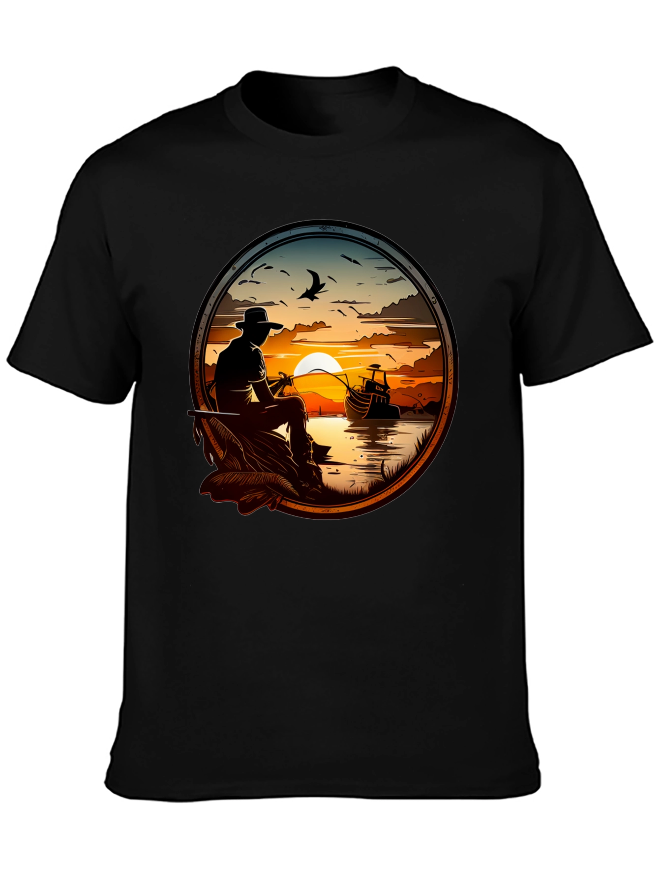 Fishing Sunset Graphic Tee