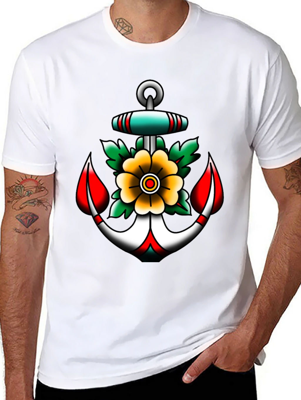 Anchor and Flower Graphic Tee