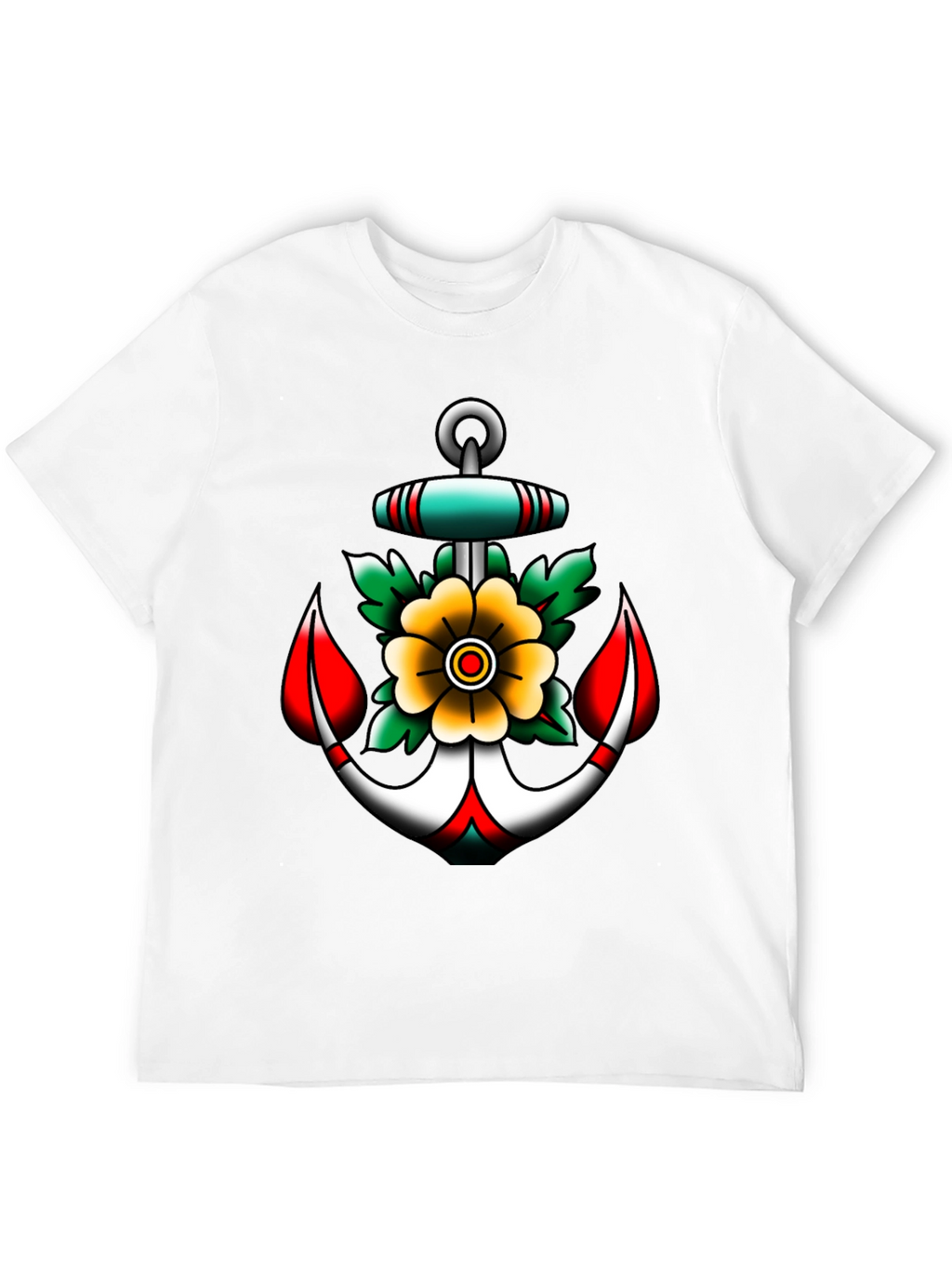 Anchor and Flower Graphic Tee