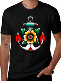 Anchor and Flower Graphic Tee