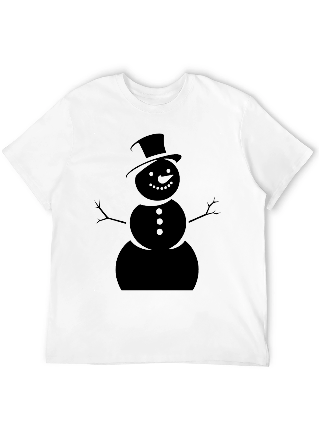 Festive Snowman Graphic Tee - Black